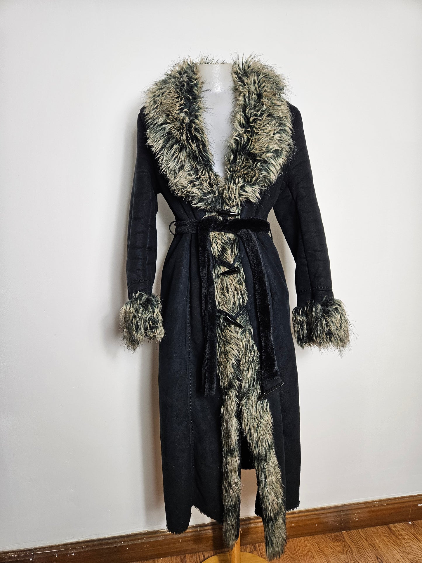 Afghan coat simili cuir et fausse fourrure