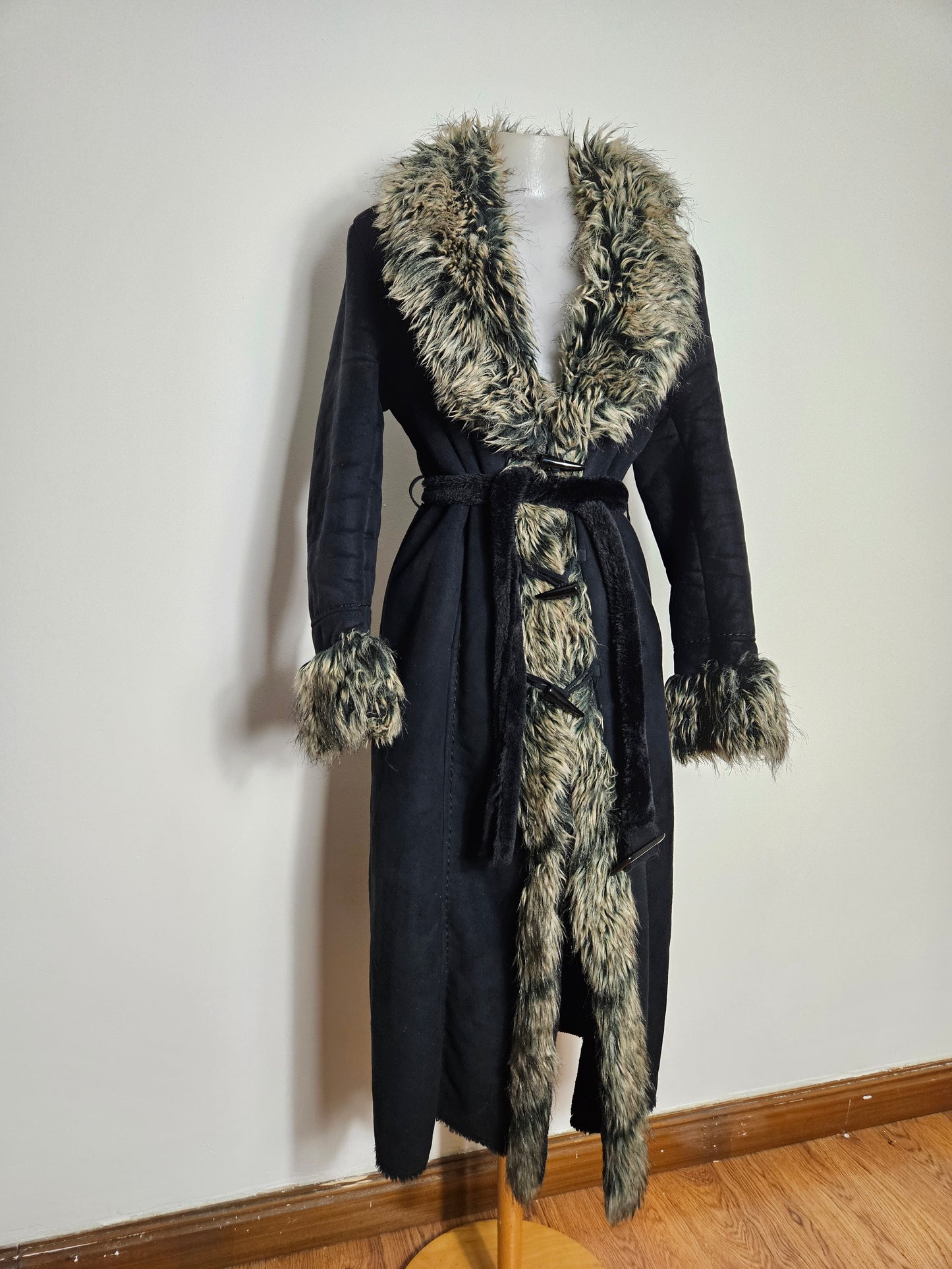 Afghan coat simili cuir et fausse fourrure