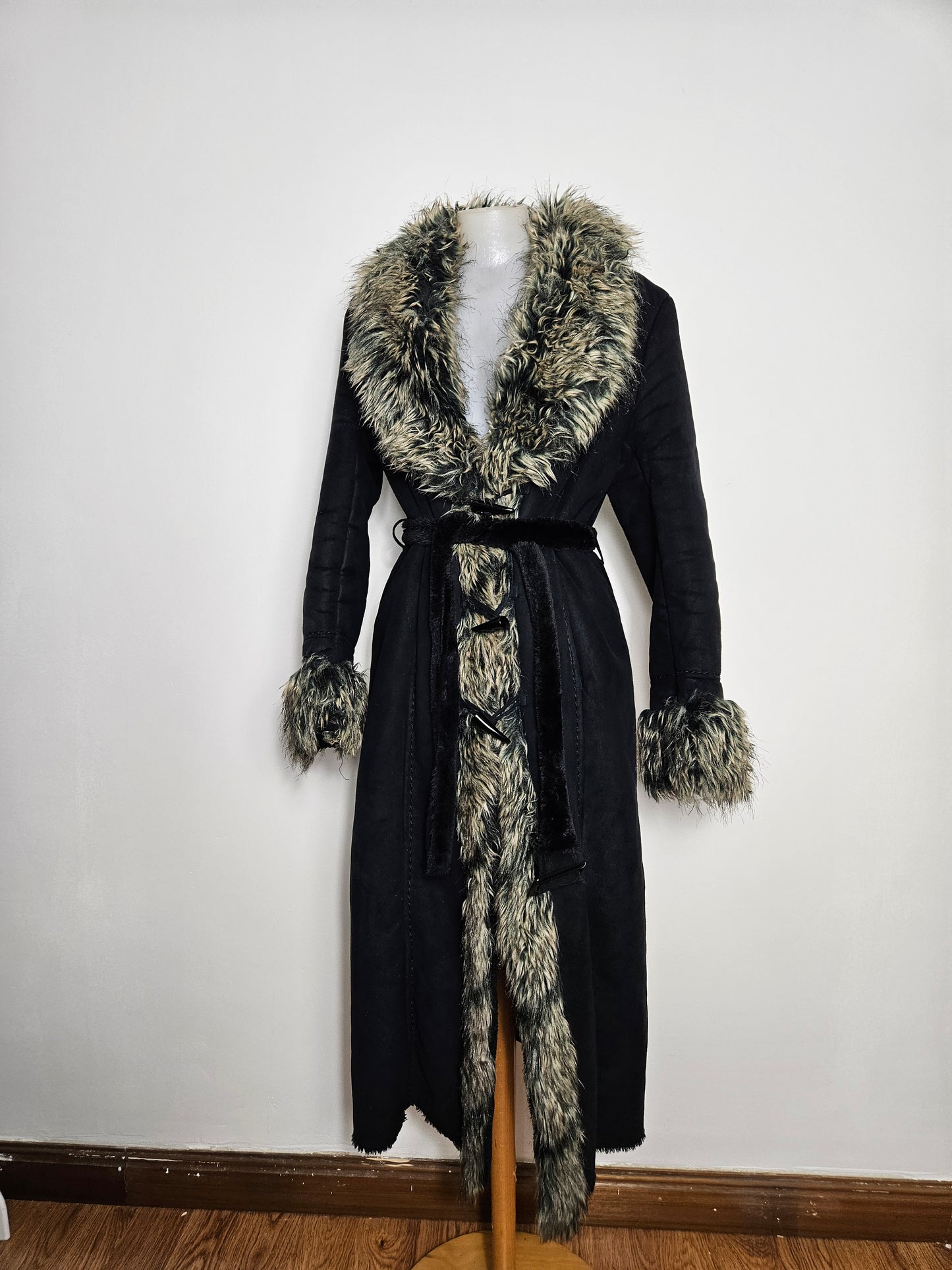 Afghan coat simili cuir et fausse fourrure