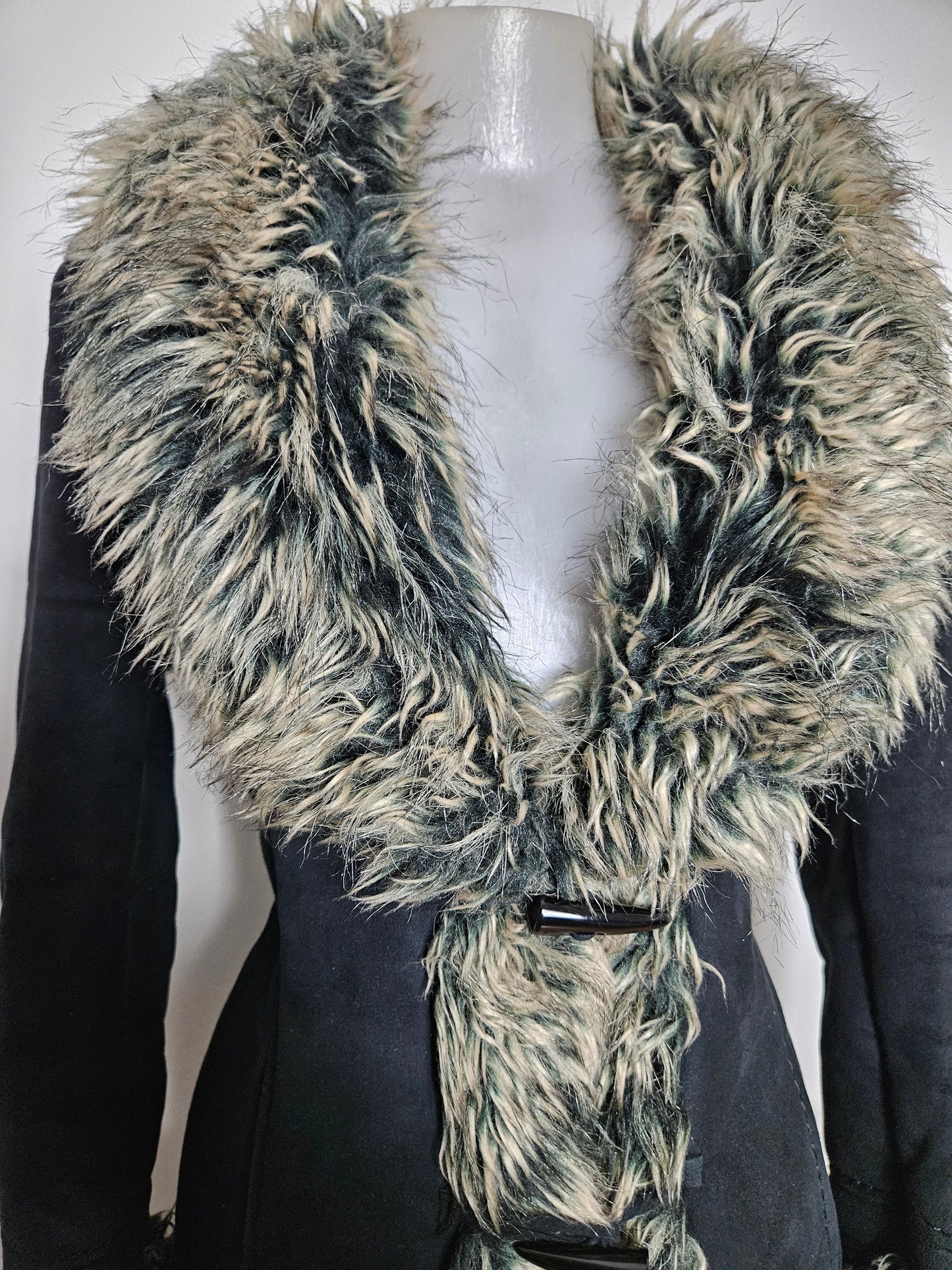 Afghan coat simili cuir et fausse fourrure