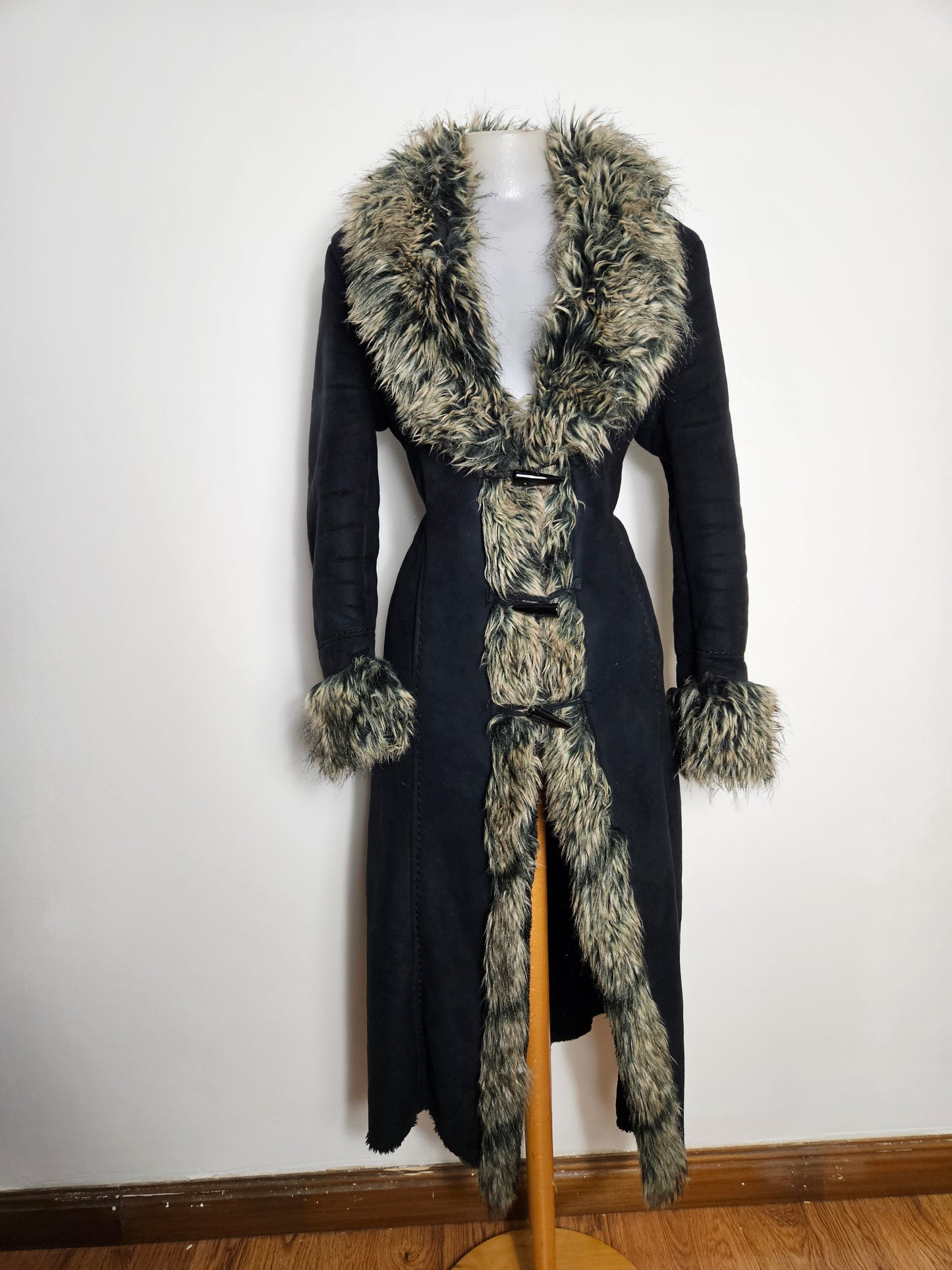 Afghan coat simili cuir et fausse fourrure