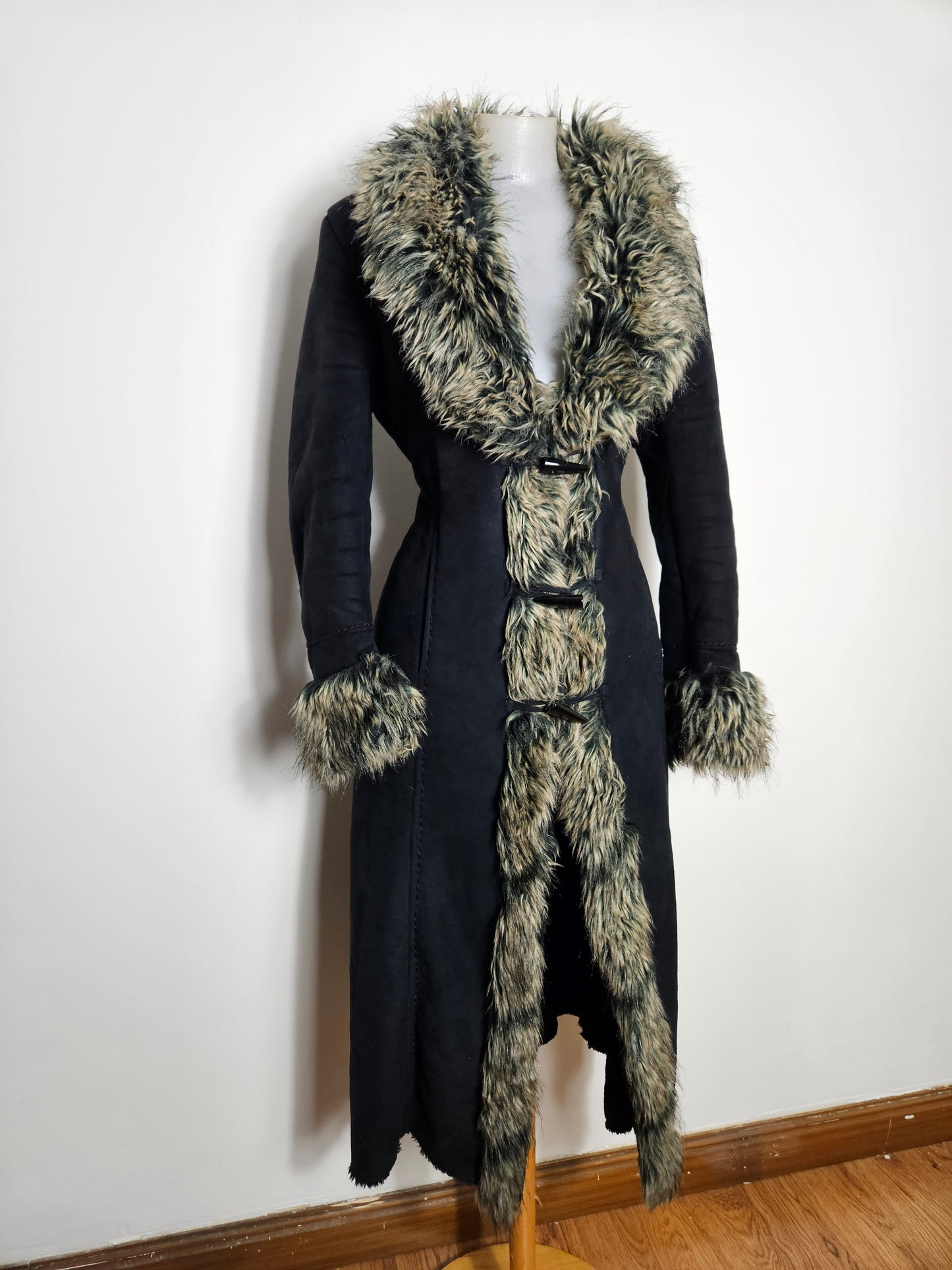 Afghan coat simili cuir et fausse fourrure