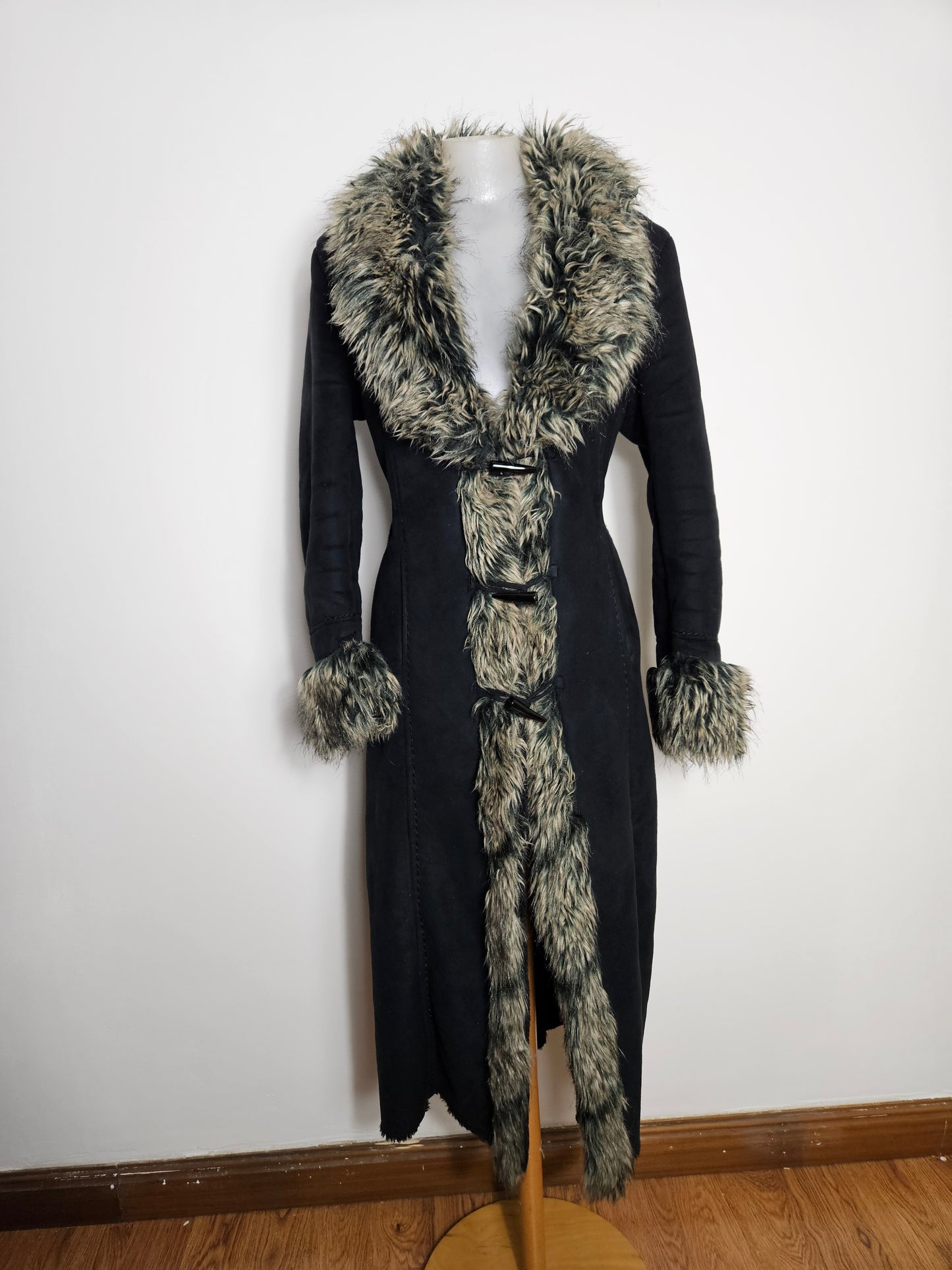Afghan coat simili cuir et fausse fourrure