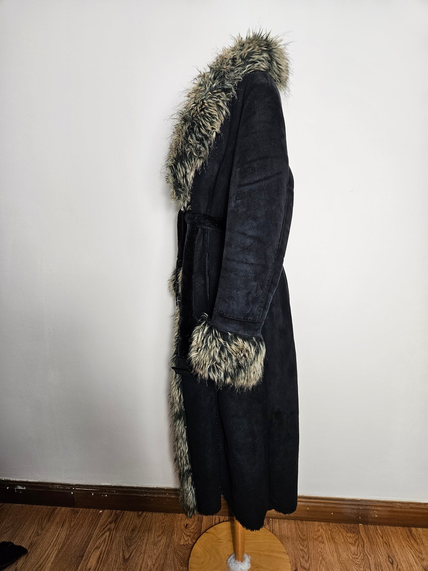 Afghan coat simili cuir et fausse fourrure