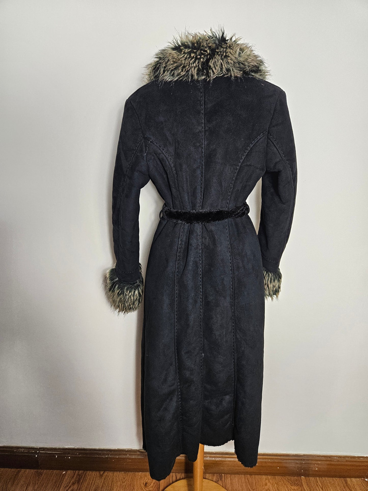 Afghan coat simili cuir et fausse fourrure