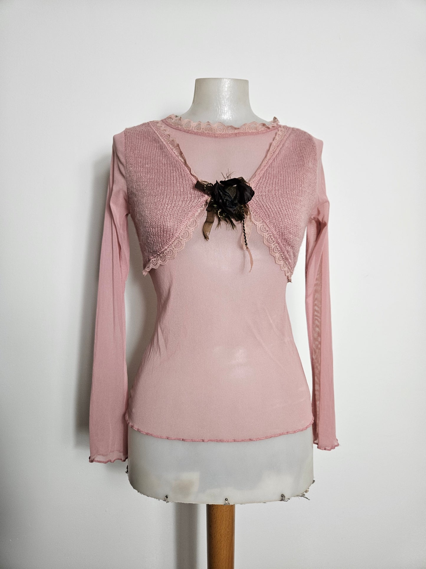 Haut en voile et ccrochet rose poudré