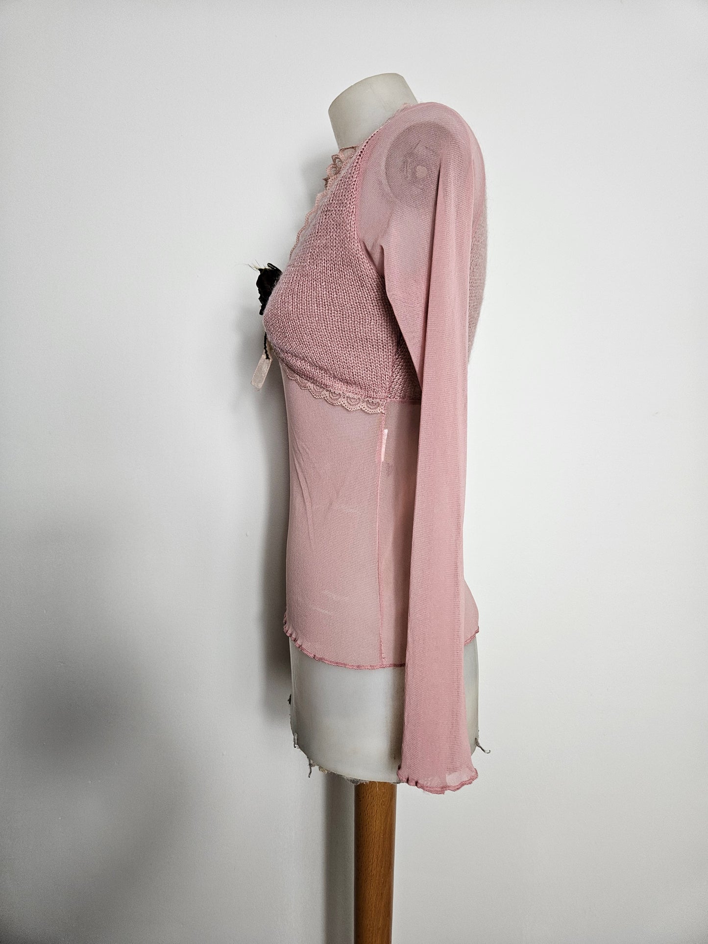 Haut en voile et ccrochet rose poudré