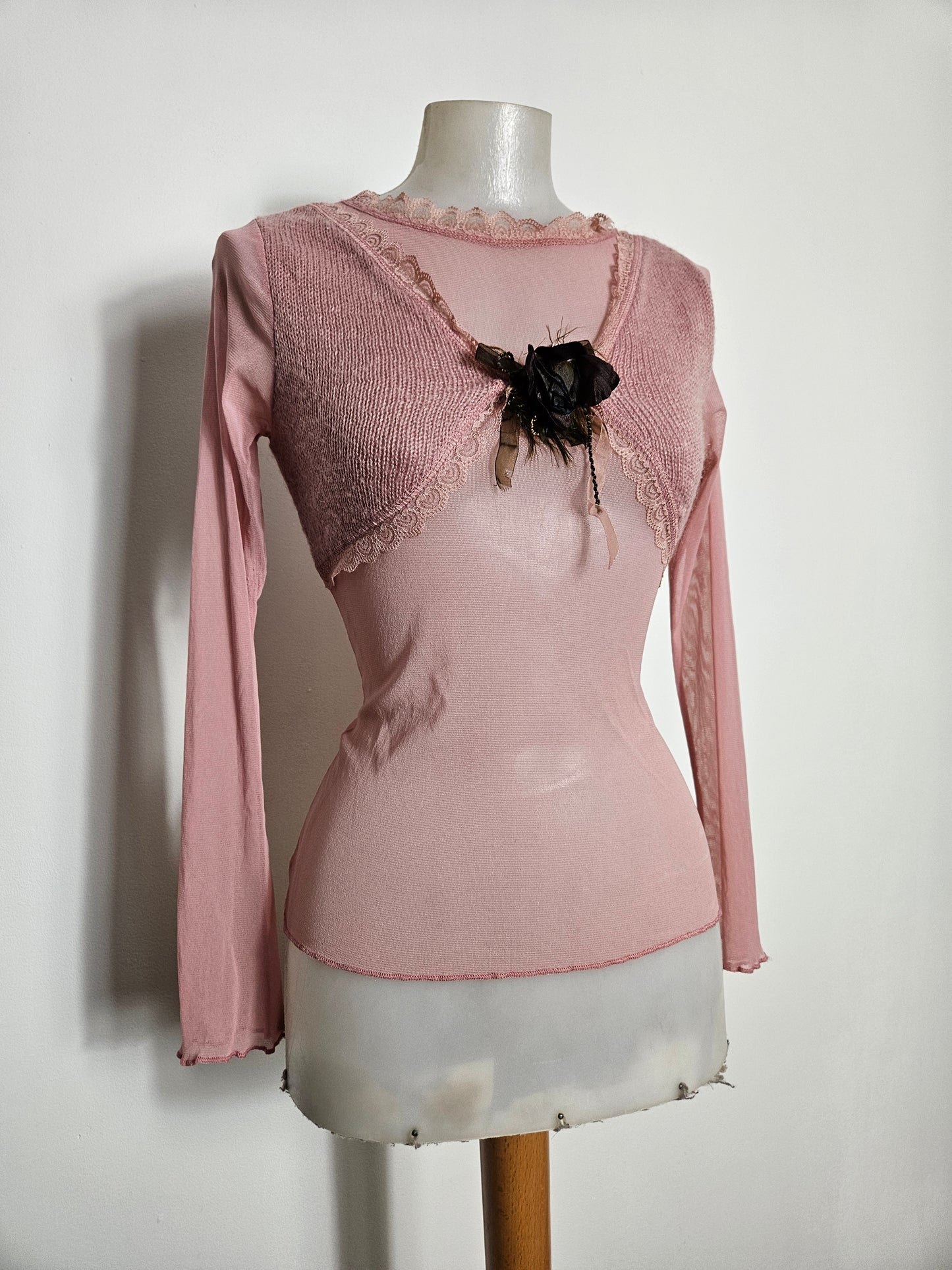 Haut en voile et ccrochet rose poudré