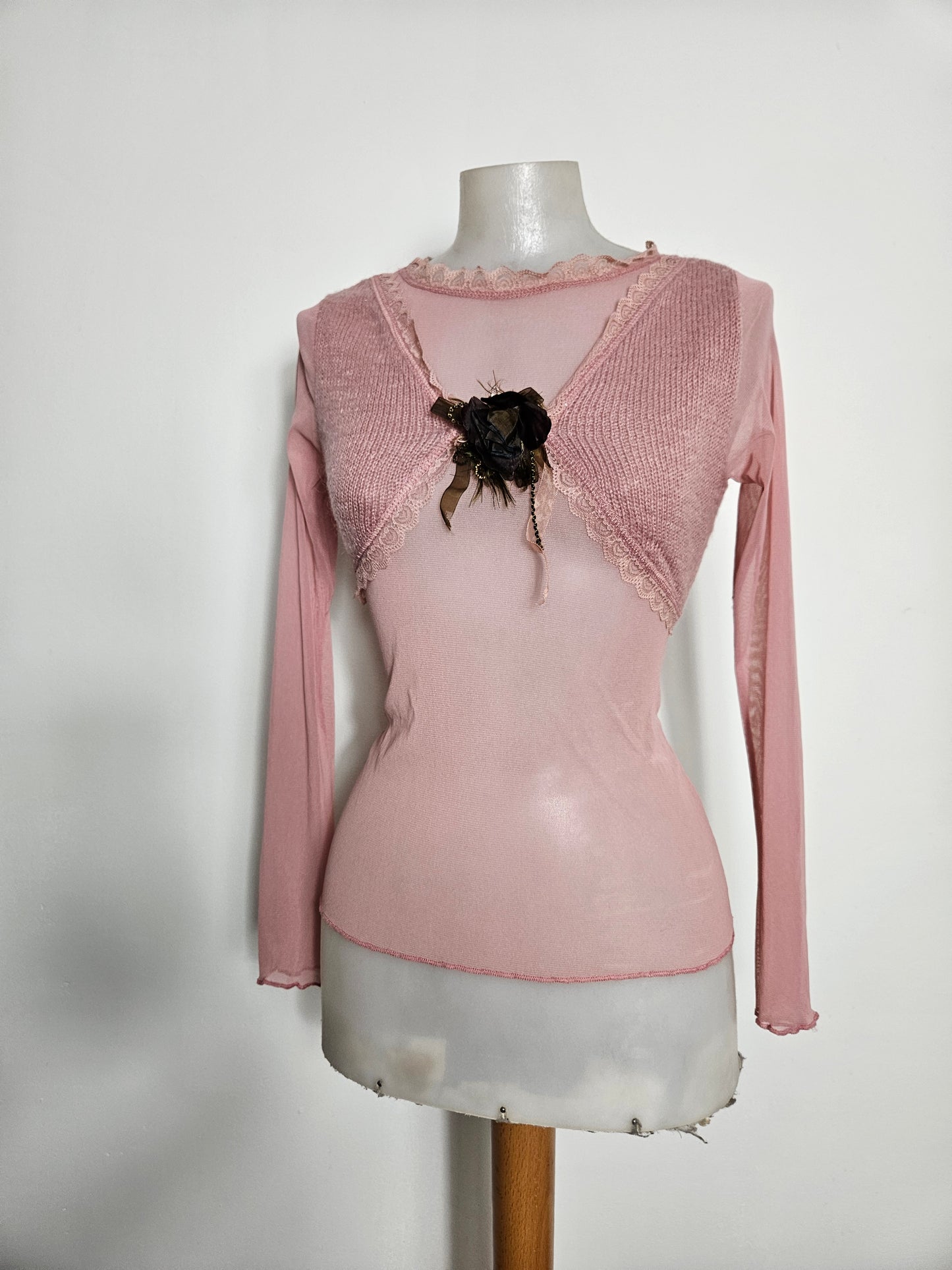 Haut en voile et ccrochet rose poudré