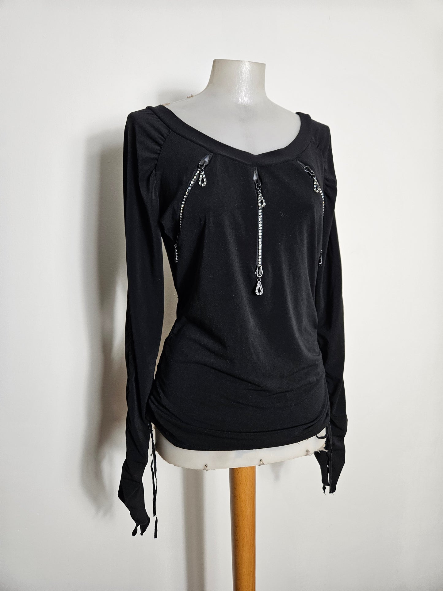 Haut plissé détails zip