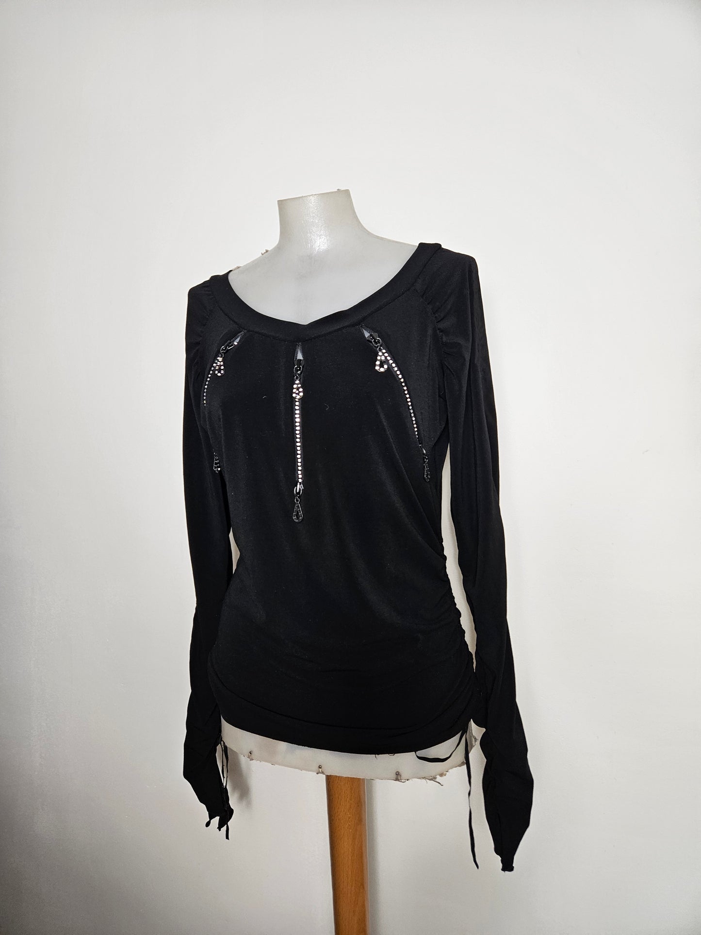 Haut plissé détails zip