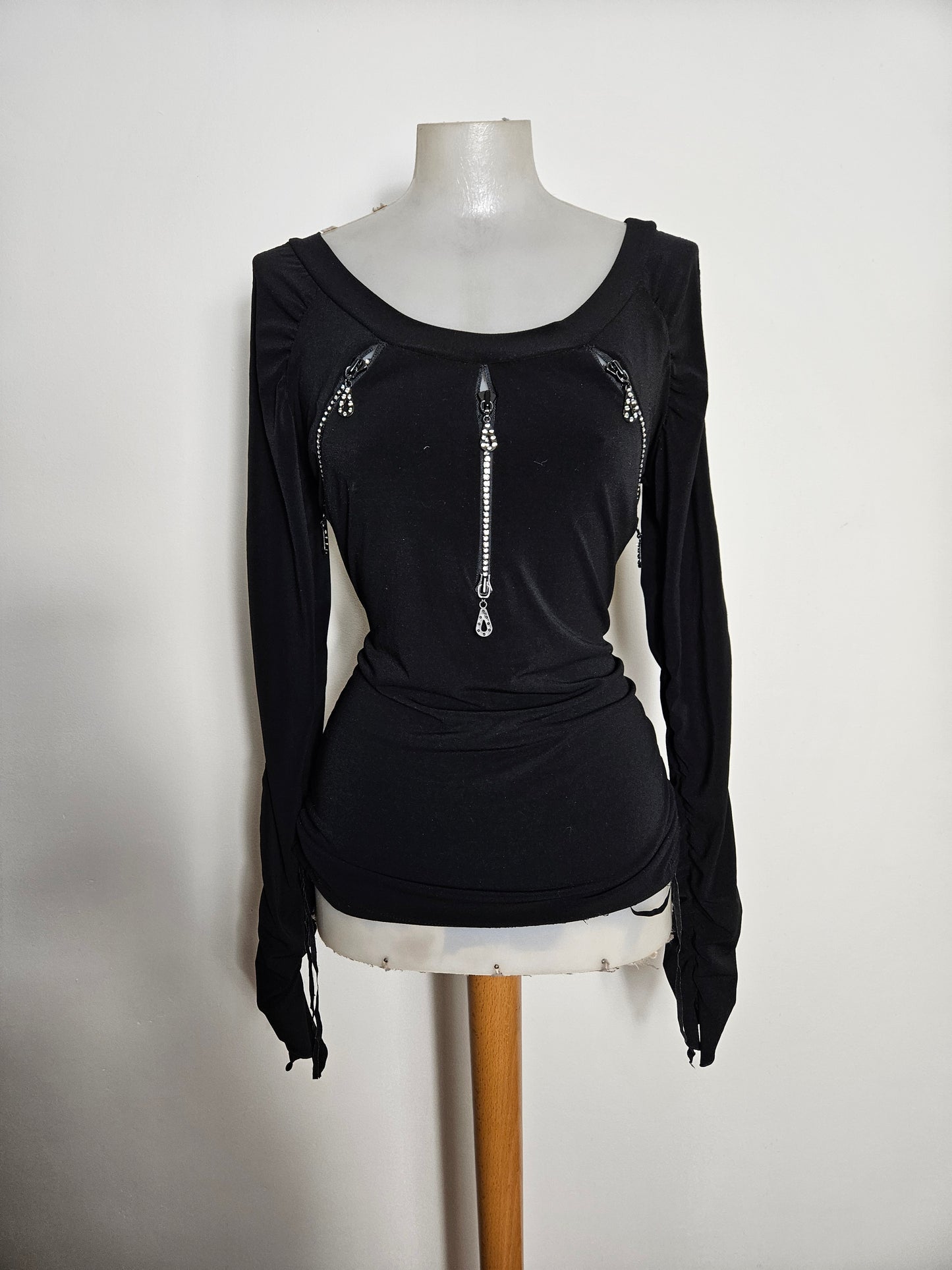 Haut plissé détails zip