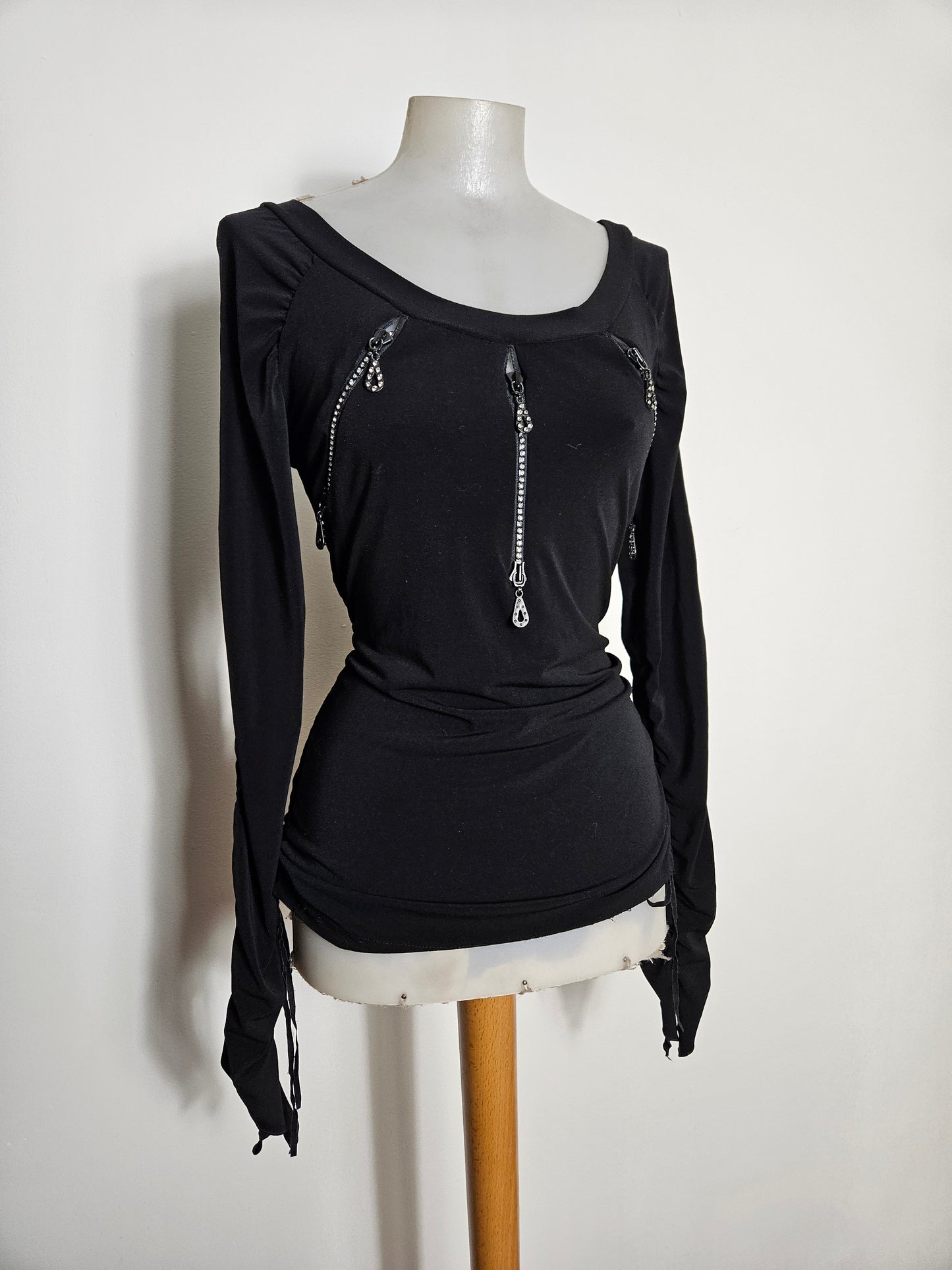 Haut plissé détails zip