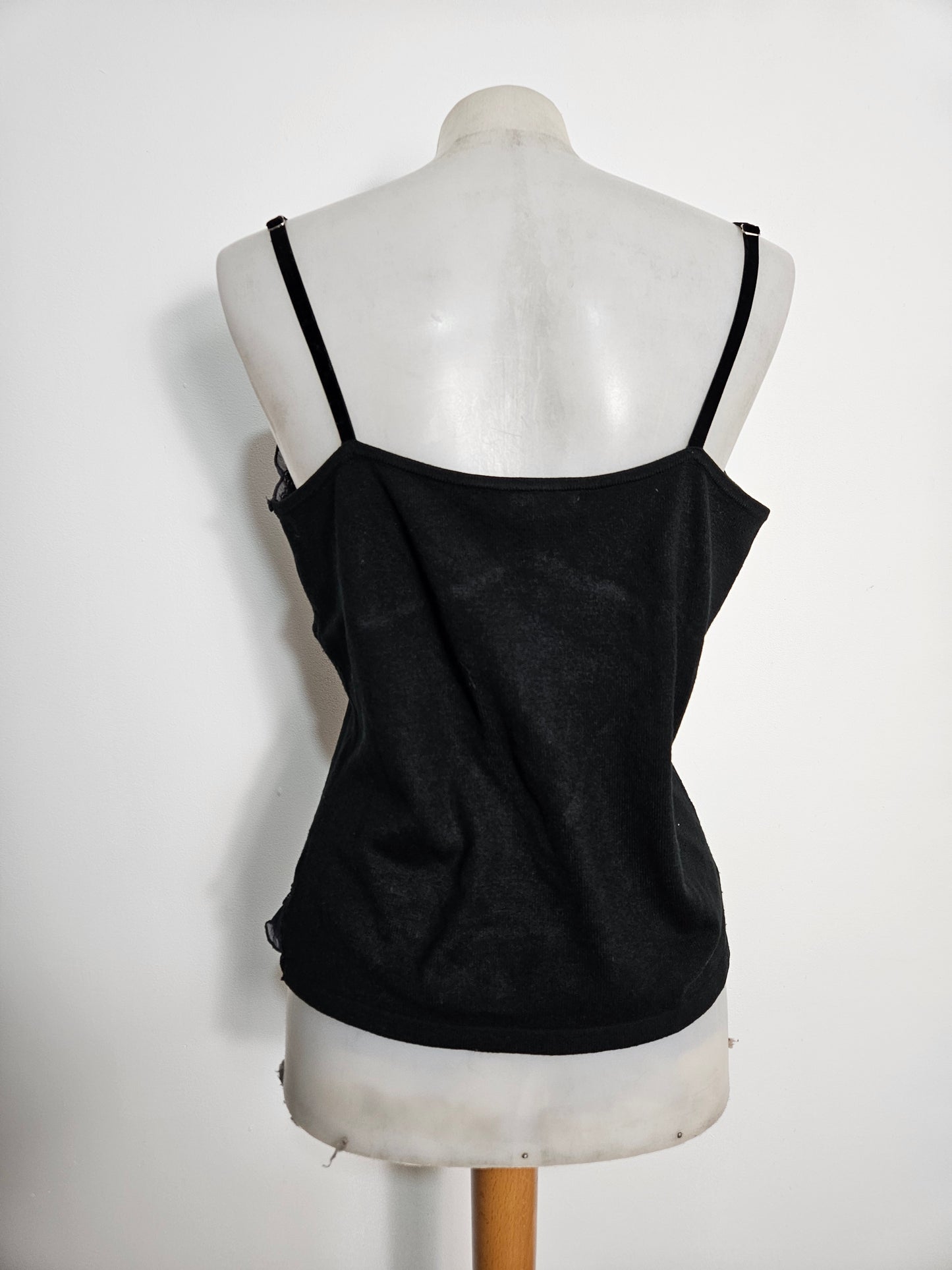 Débardeur noir détails voile et noeud