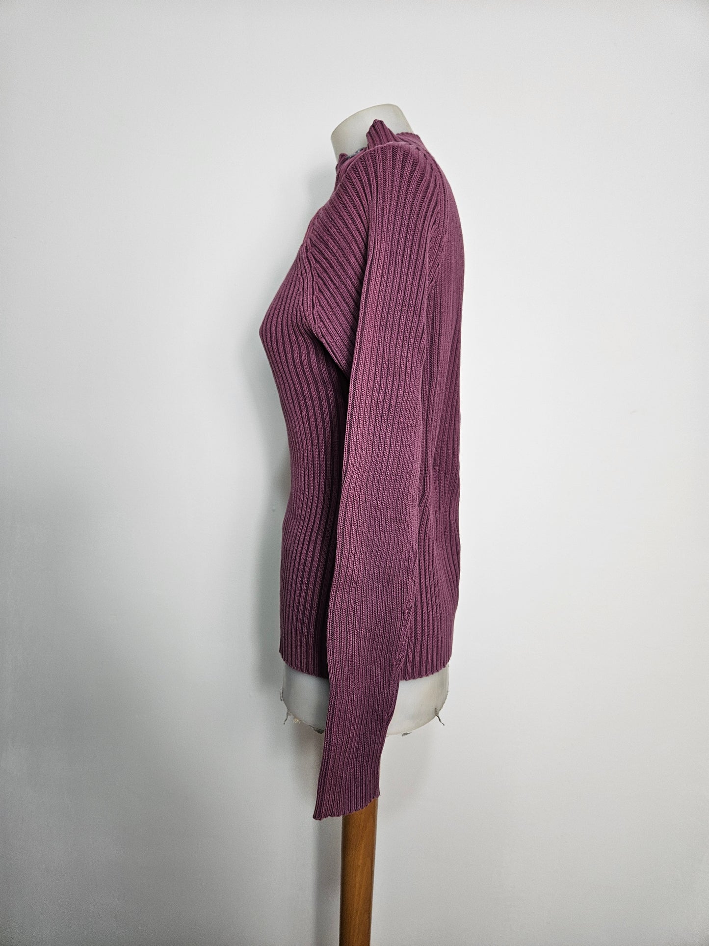 Pull côtelé bordeau à zip