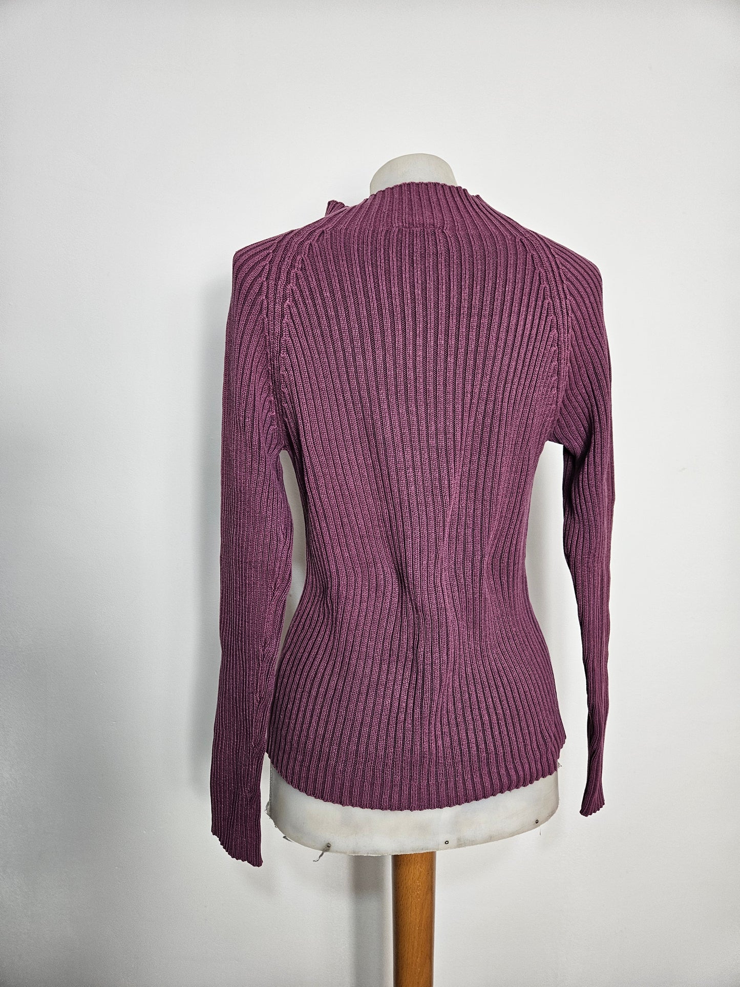 Pull côtelé bordeau à zip