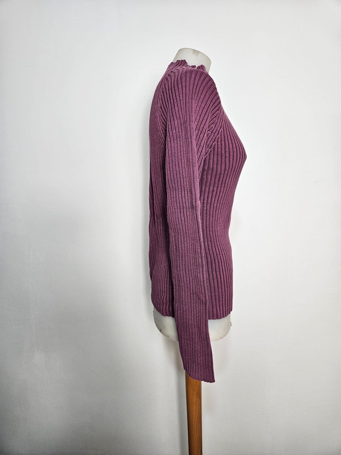 Pull côtelé bordeau à zip