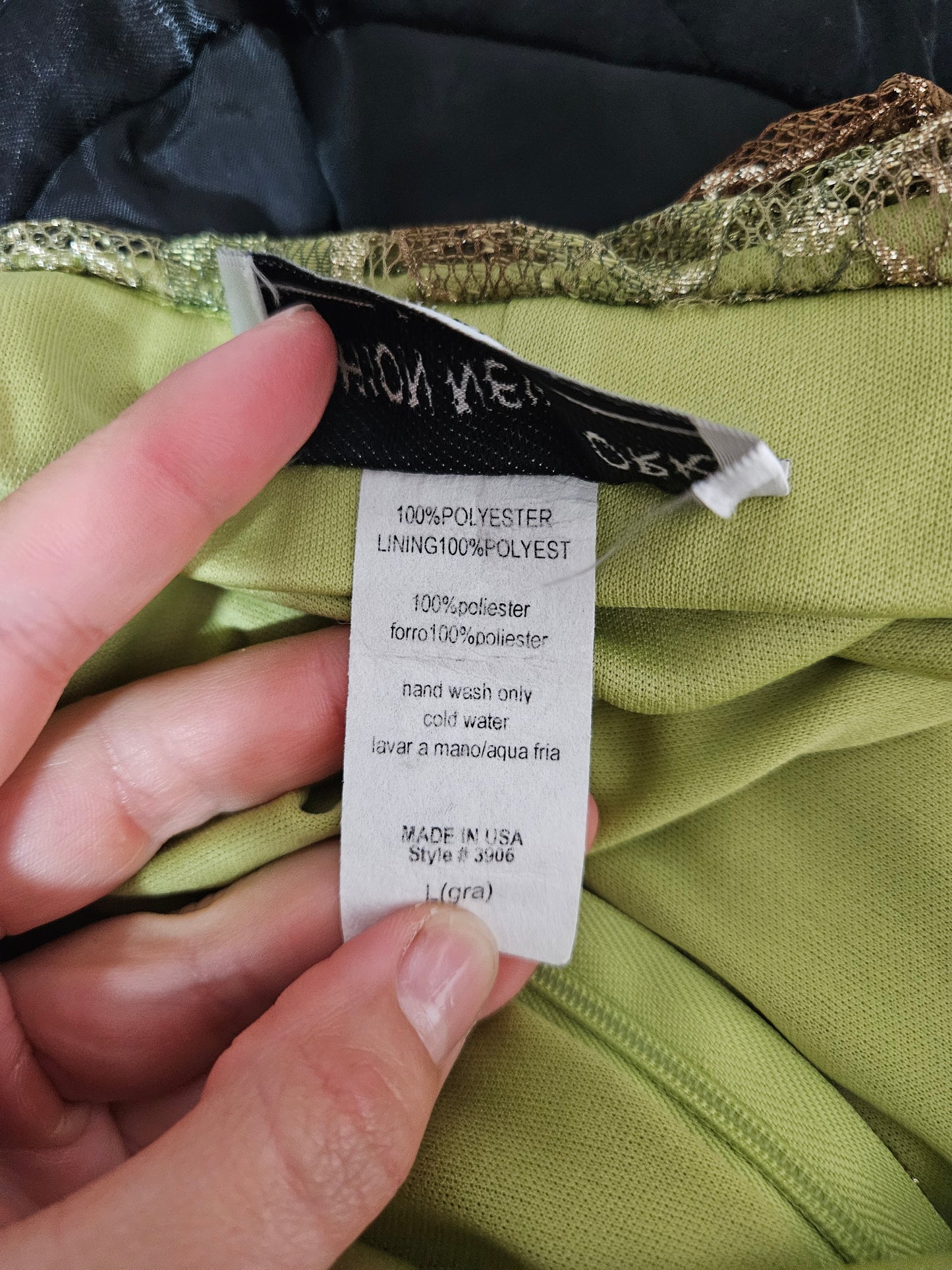 Robe strapless en dentelle verte et marron