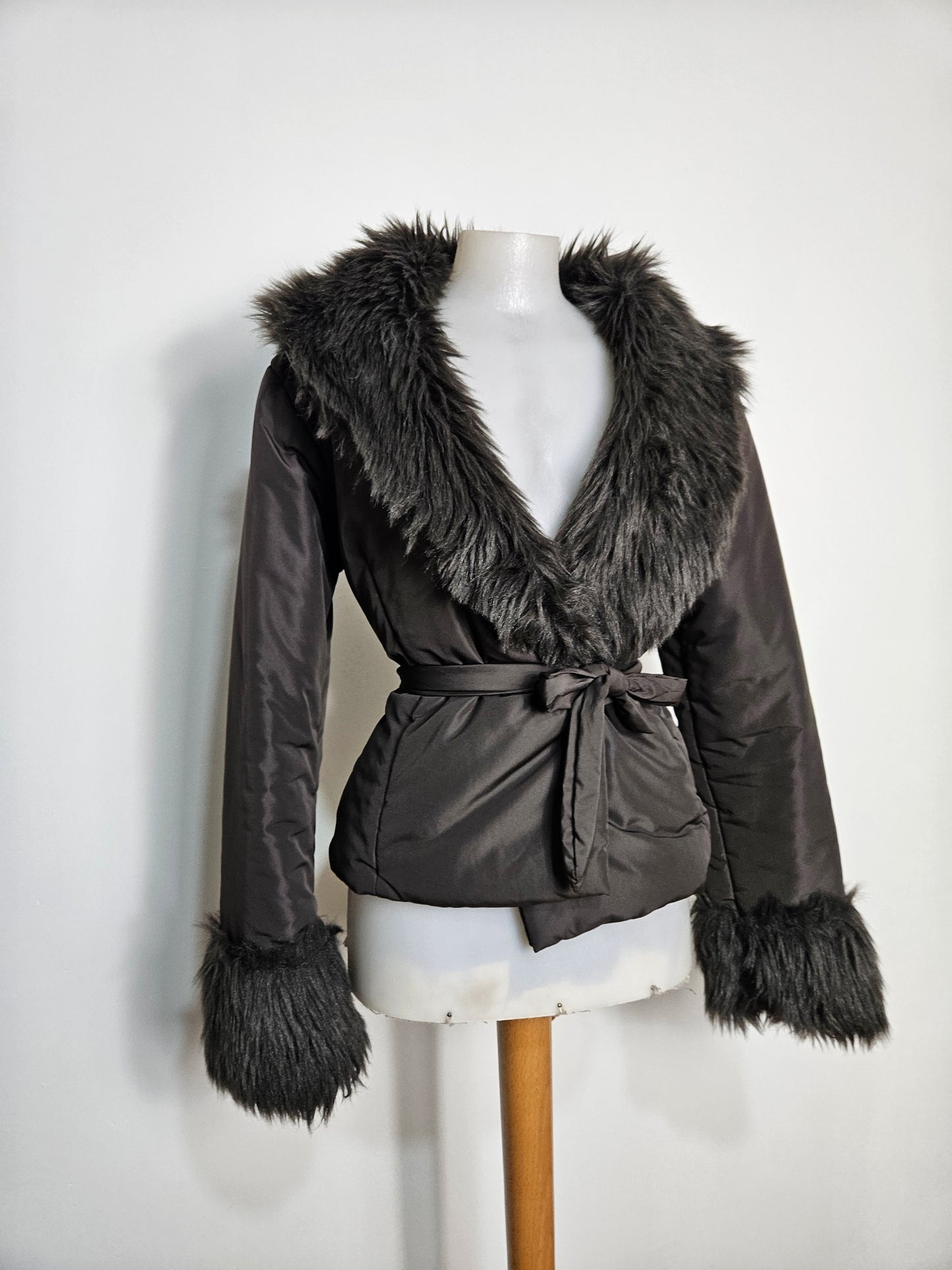 Manteau marron col fausse fourrure