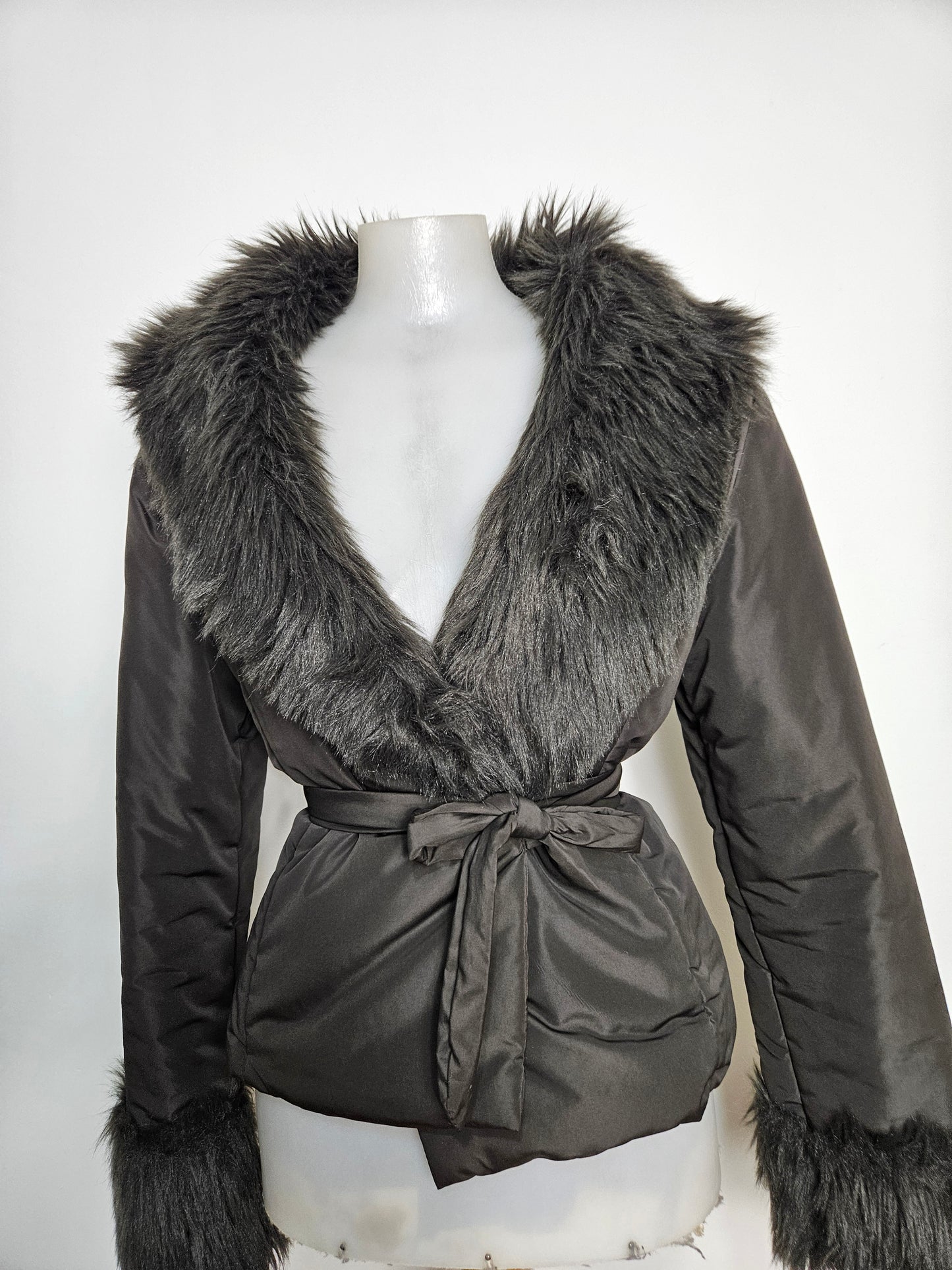 Manteau marron col fausse fourrure