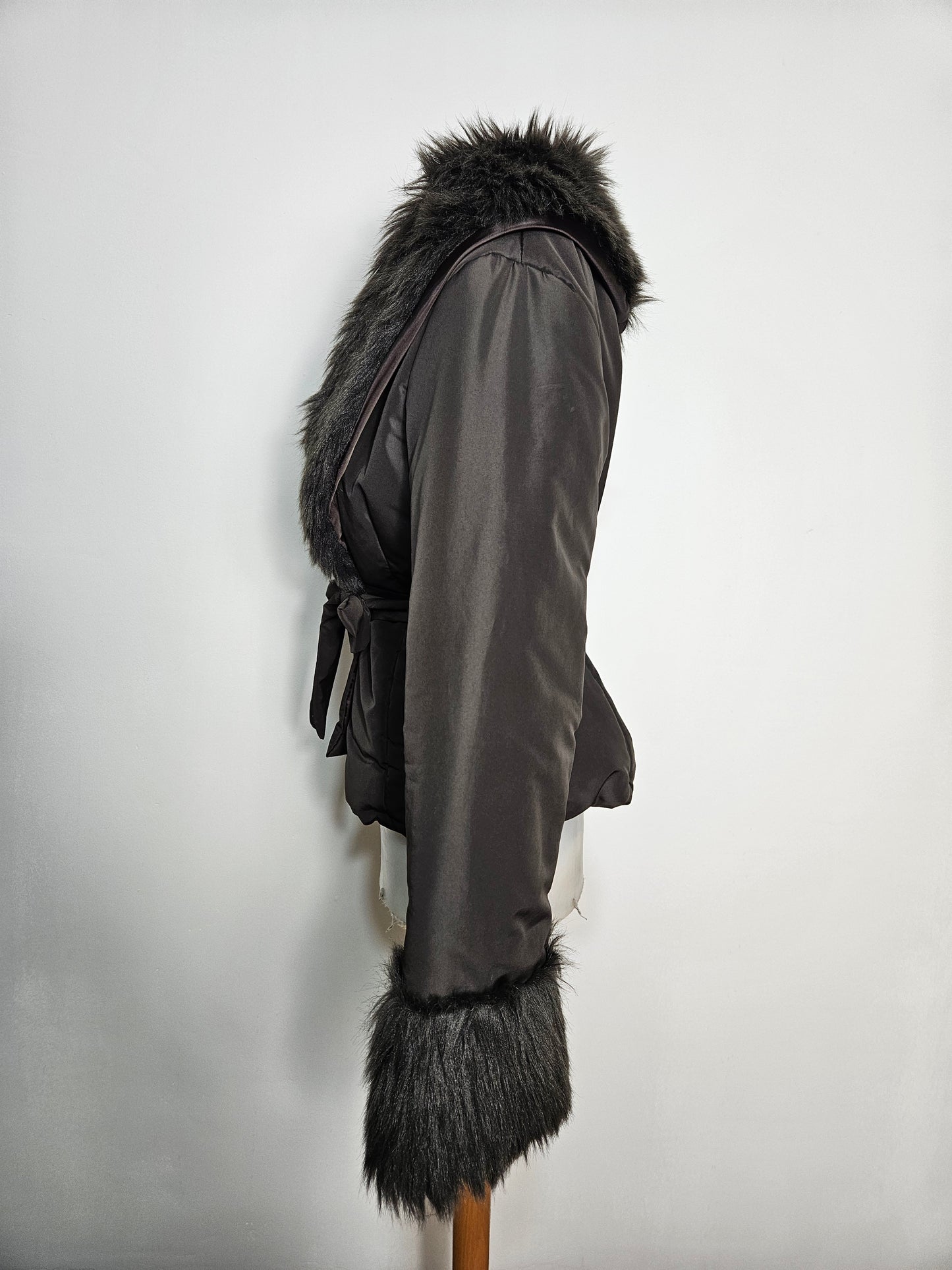 Manteau marron col fausse fourrure