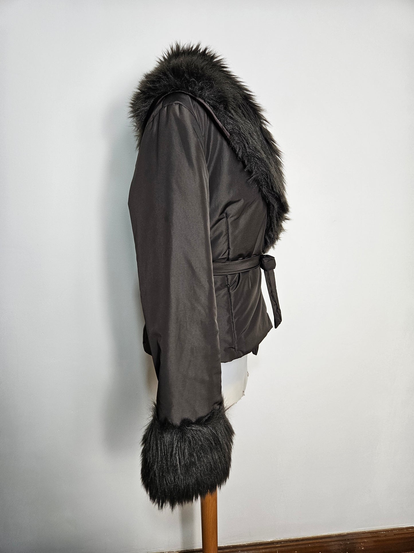 Manteau marron col fausse fourrure