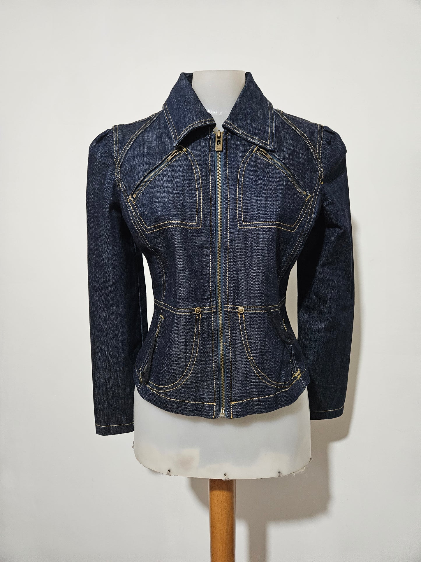 Veste en denim dos lacé