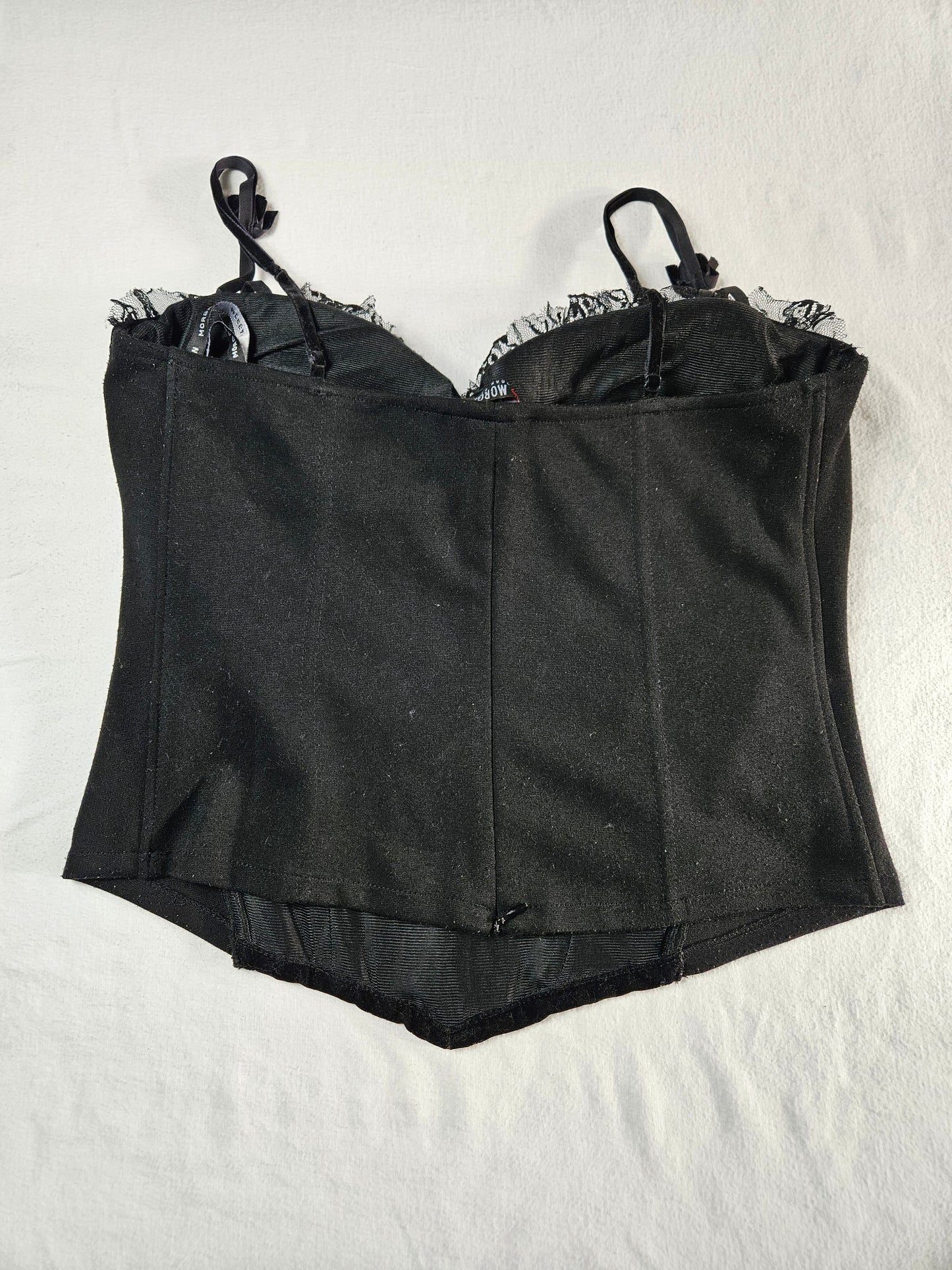 Bustier noir velours, dentelle et strass