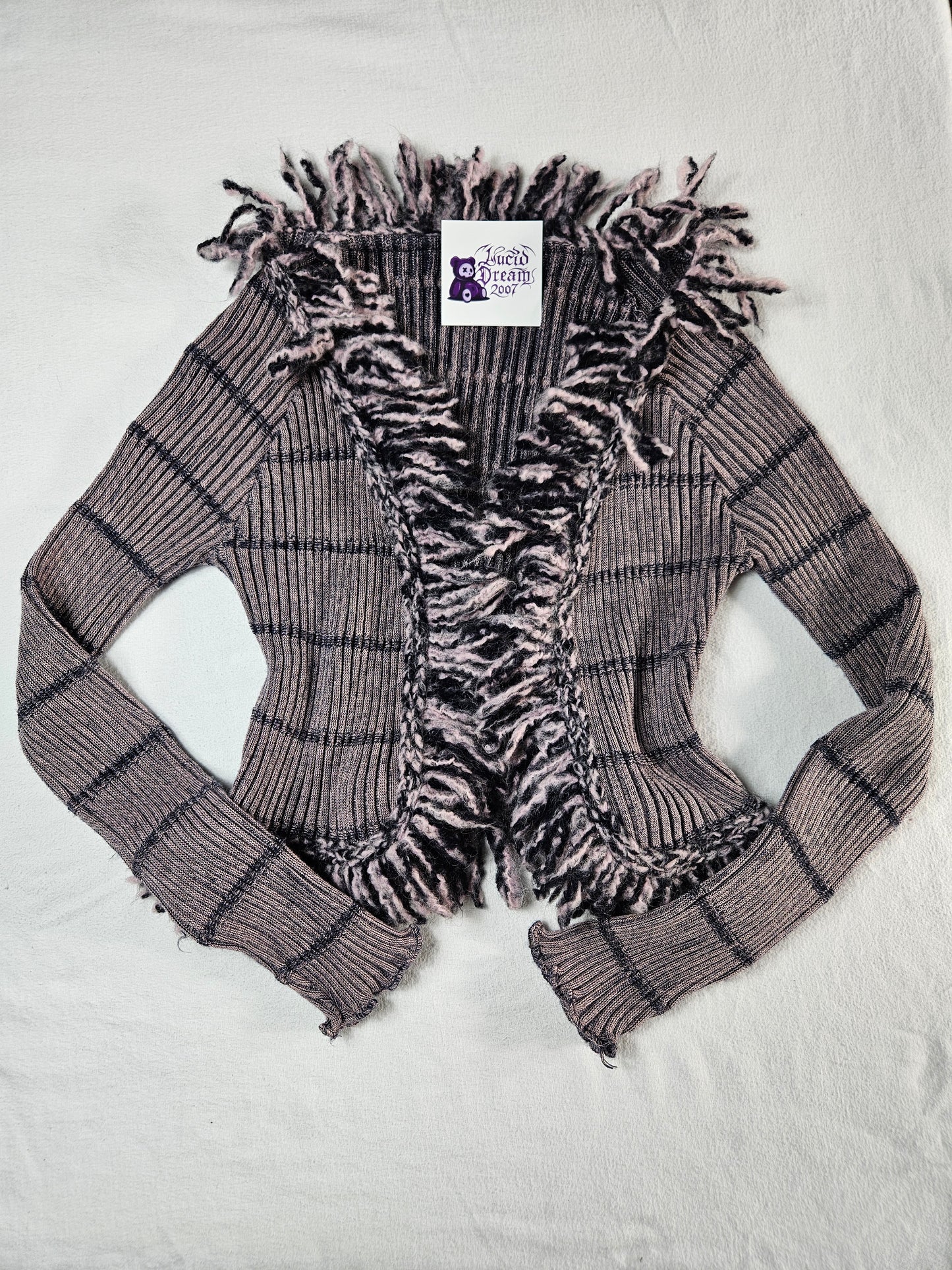 Boléro rayé gris et violet