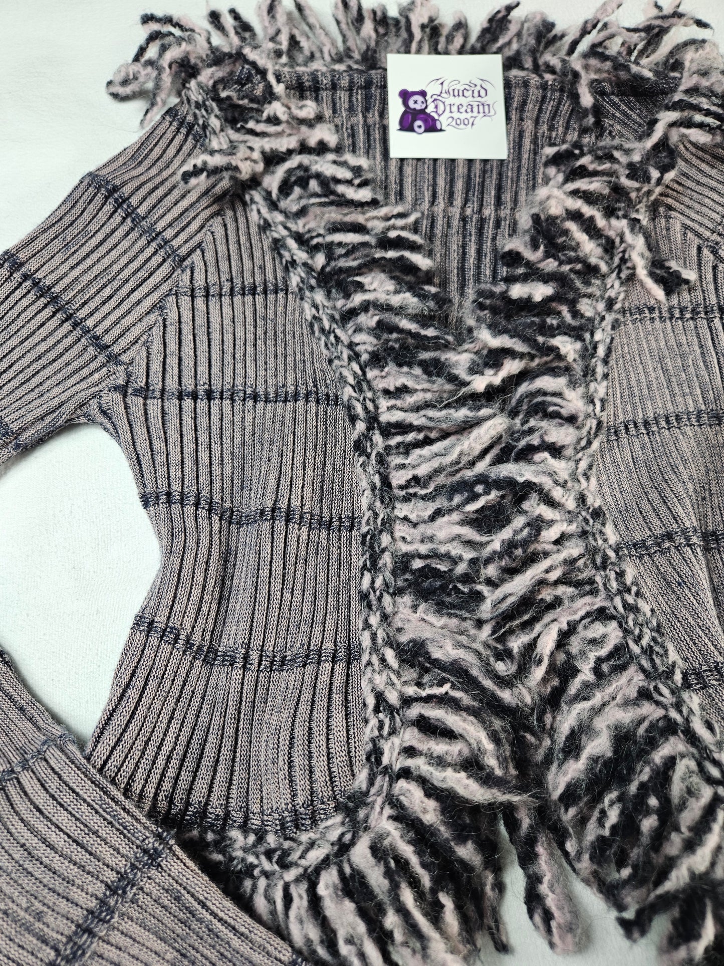 Boléro rayé gris et violet