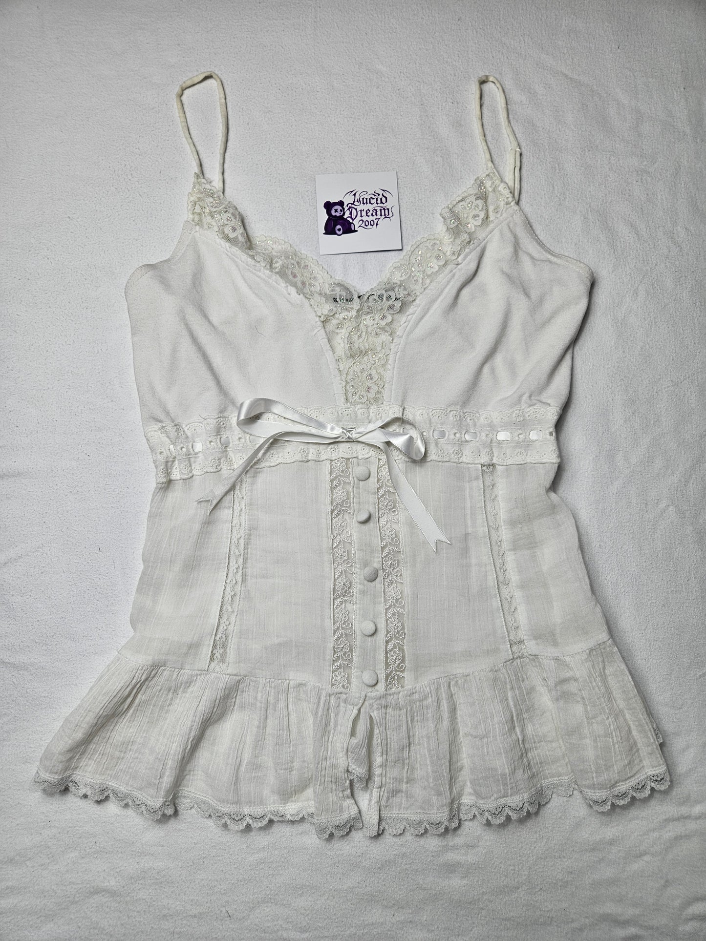 Haut voile et dentelle blanc