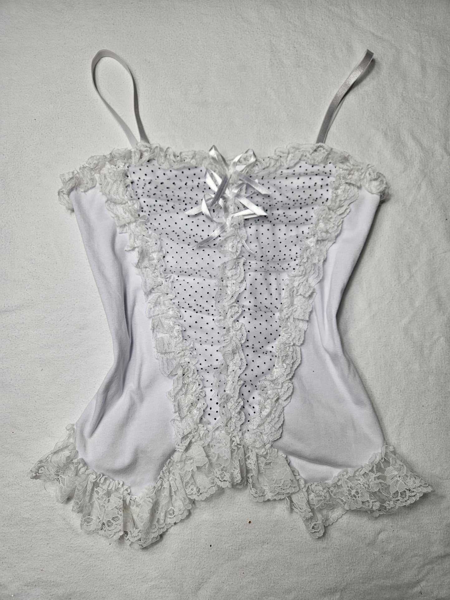 Haut aysmétrique dentelle et noeud