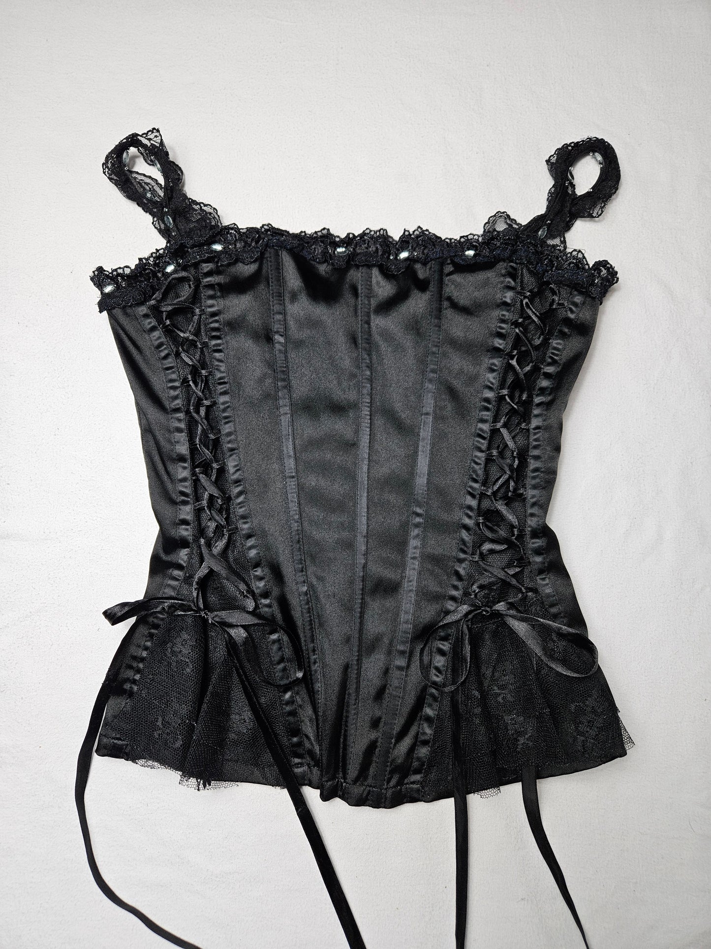 Haut esprit corset satiné noir