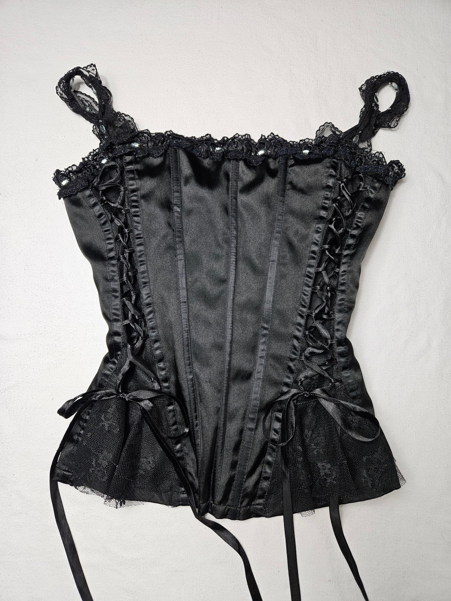 Haut esprit corset satiné noir