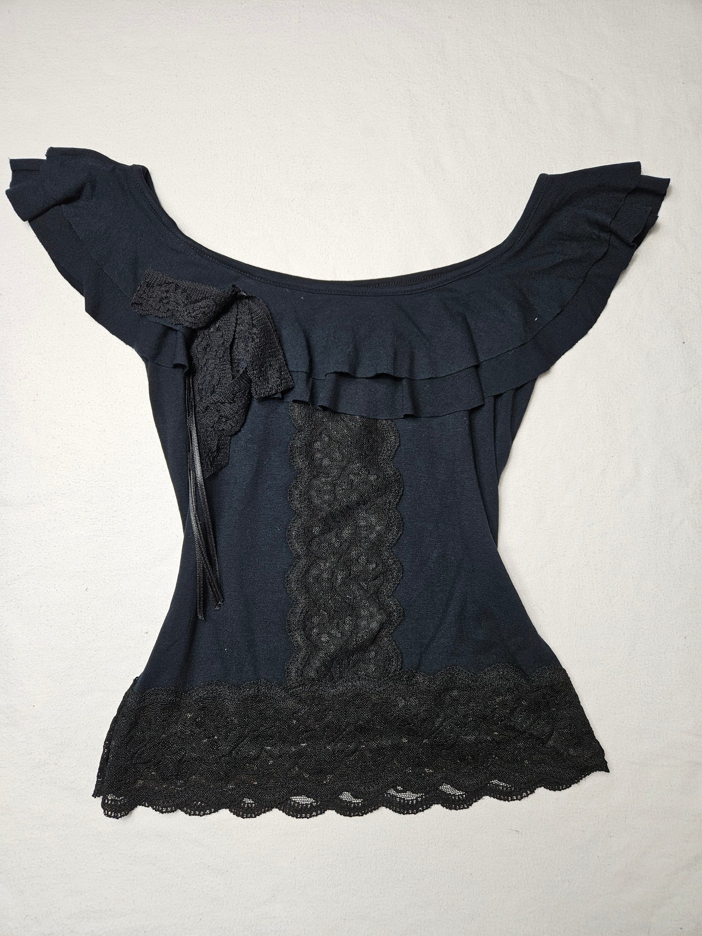 Haut col bardot détails dentelle