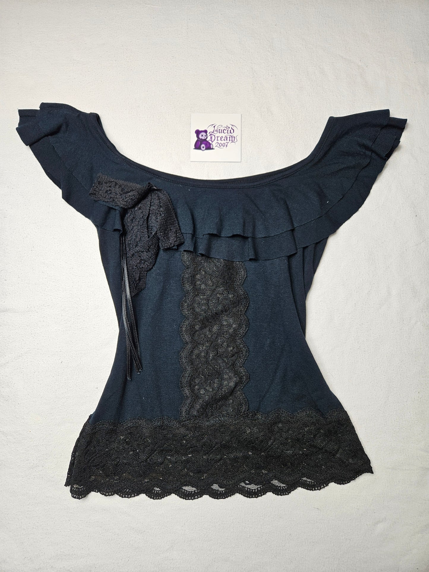 Haut col bardot détails dentelle