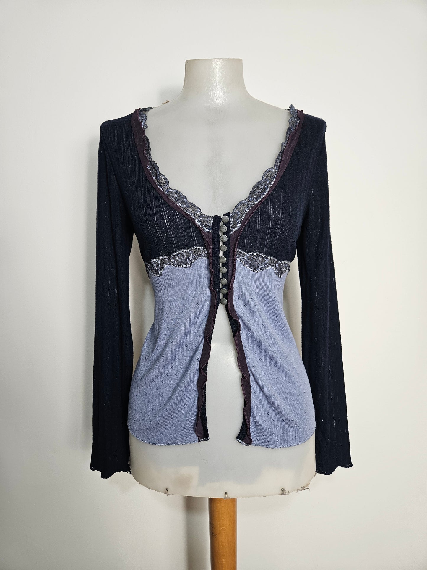 Cardigan bleu maille fine