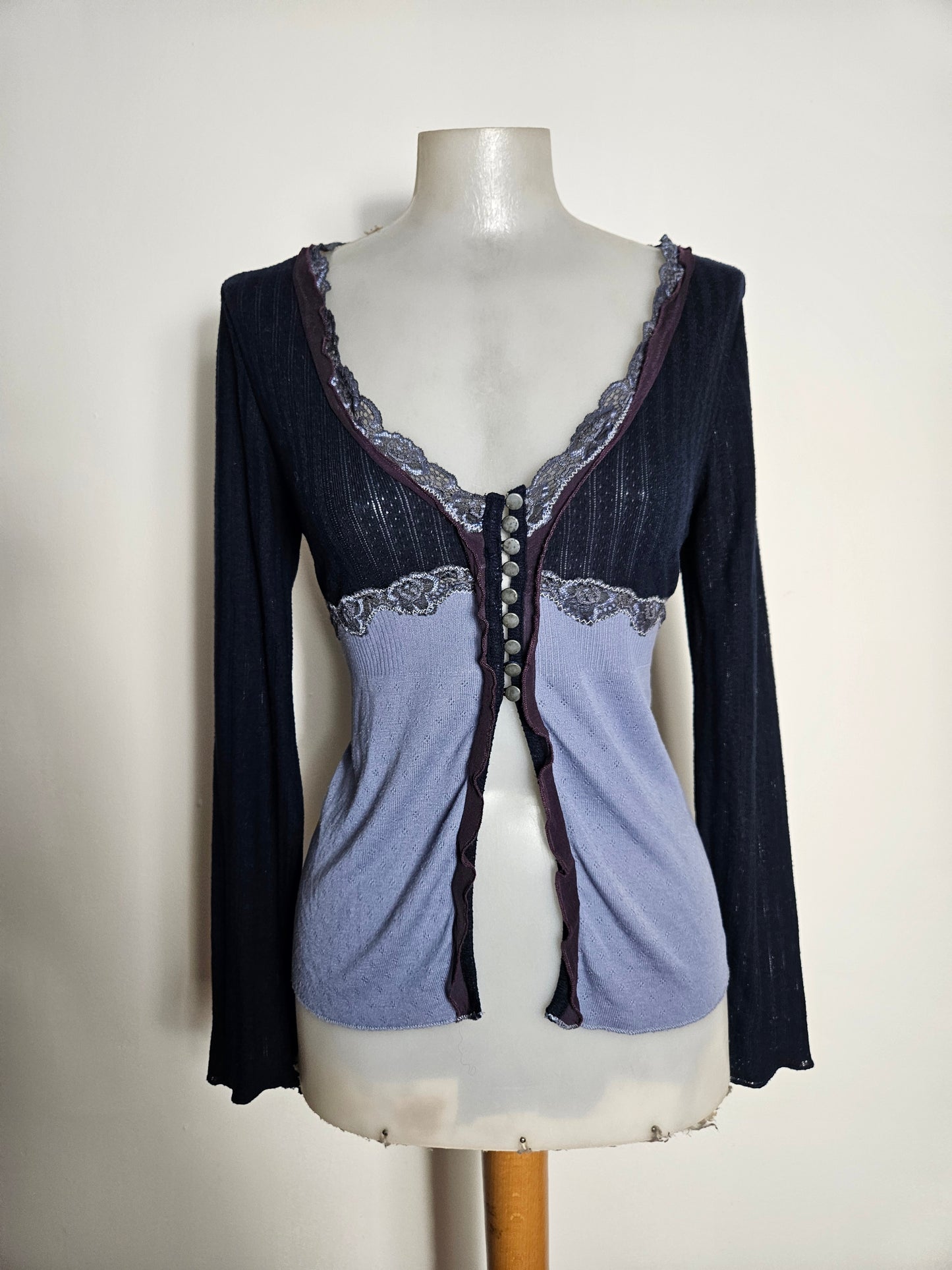 Cardigan bleu maille fine