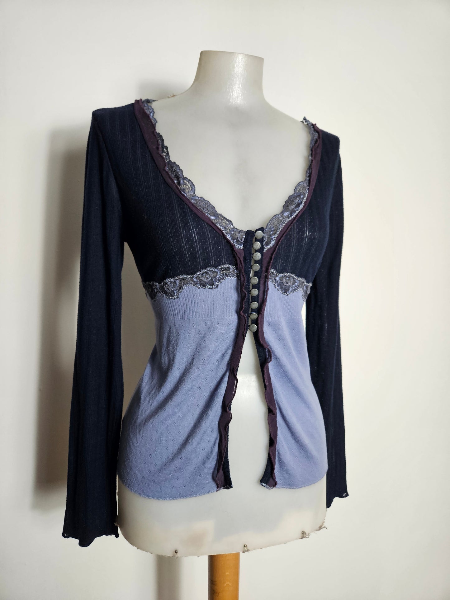 Cardigan bleu maille fine