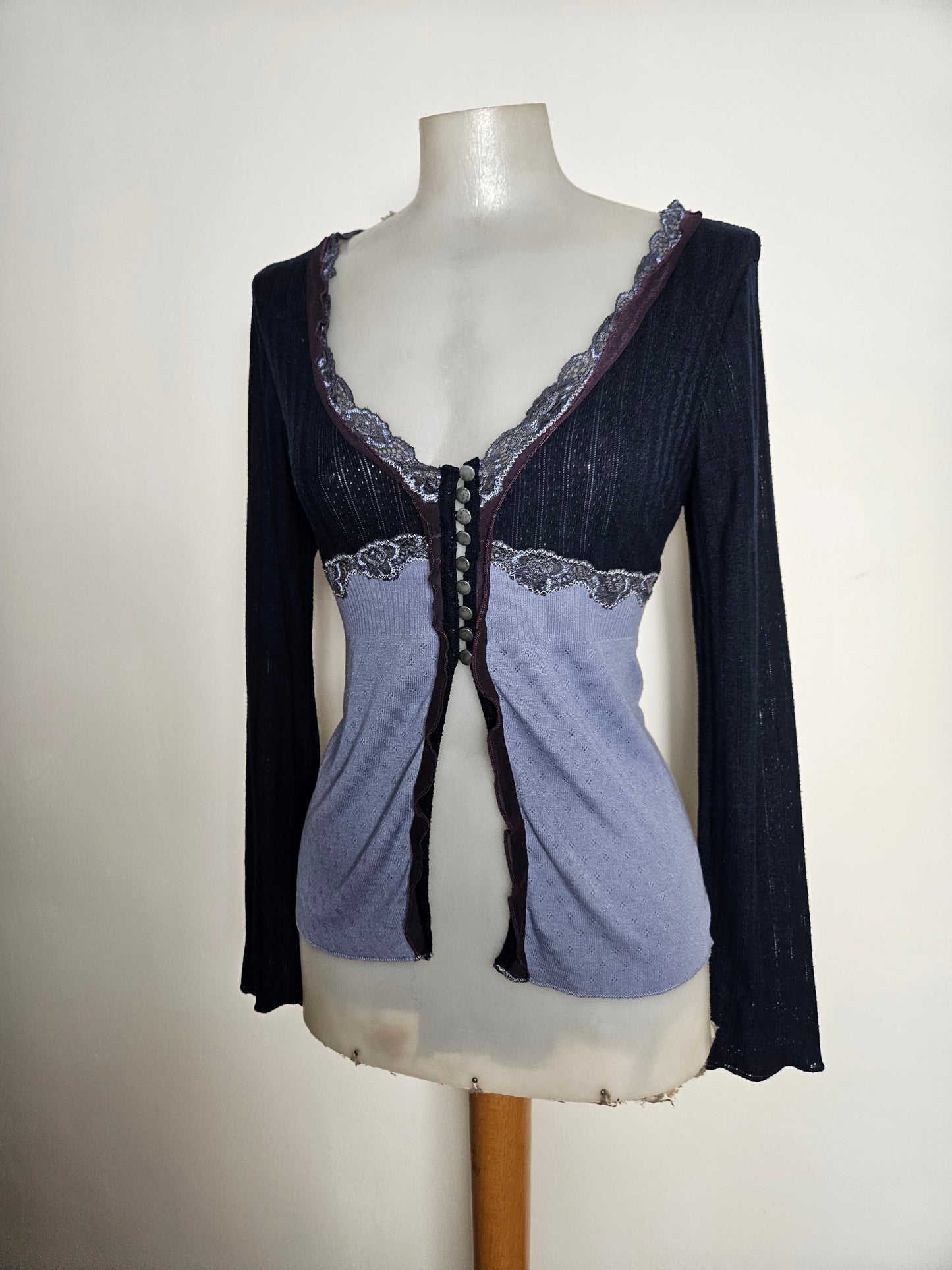 Cardigan bleu maille fine