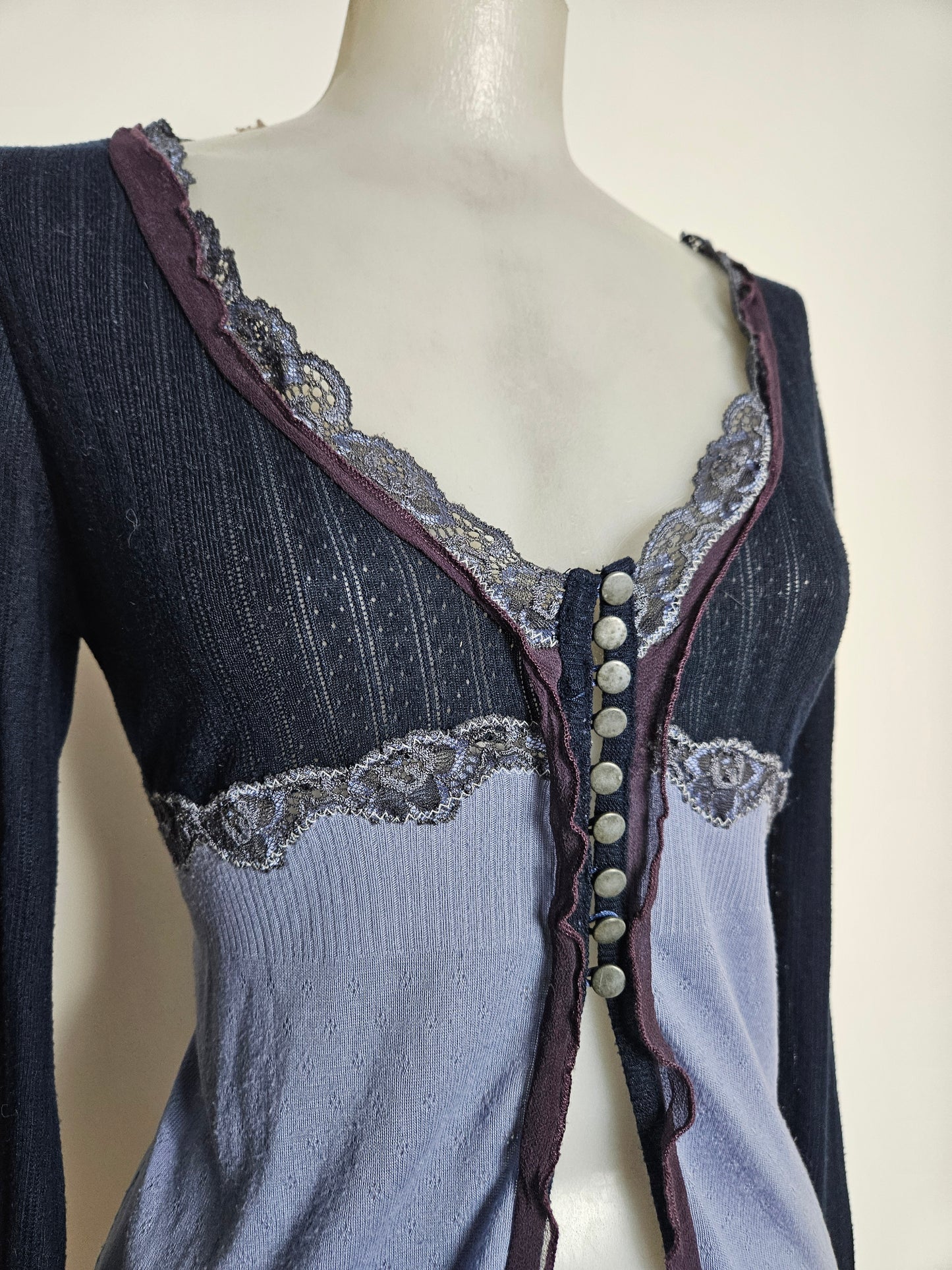 Cardigan bleu maille fine