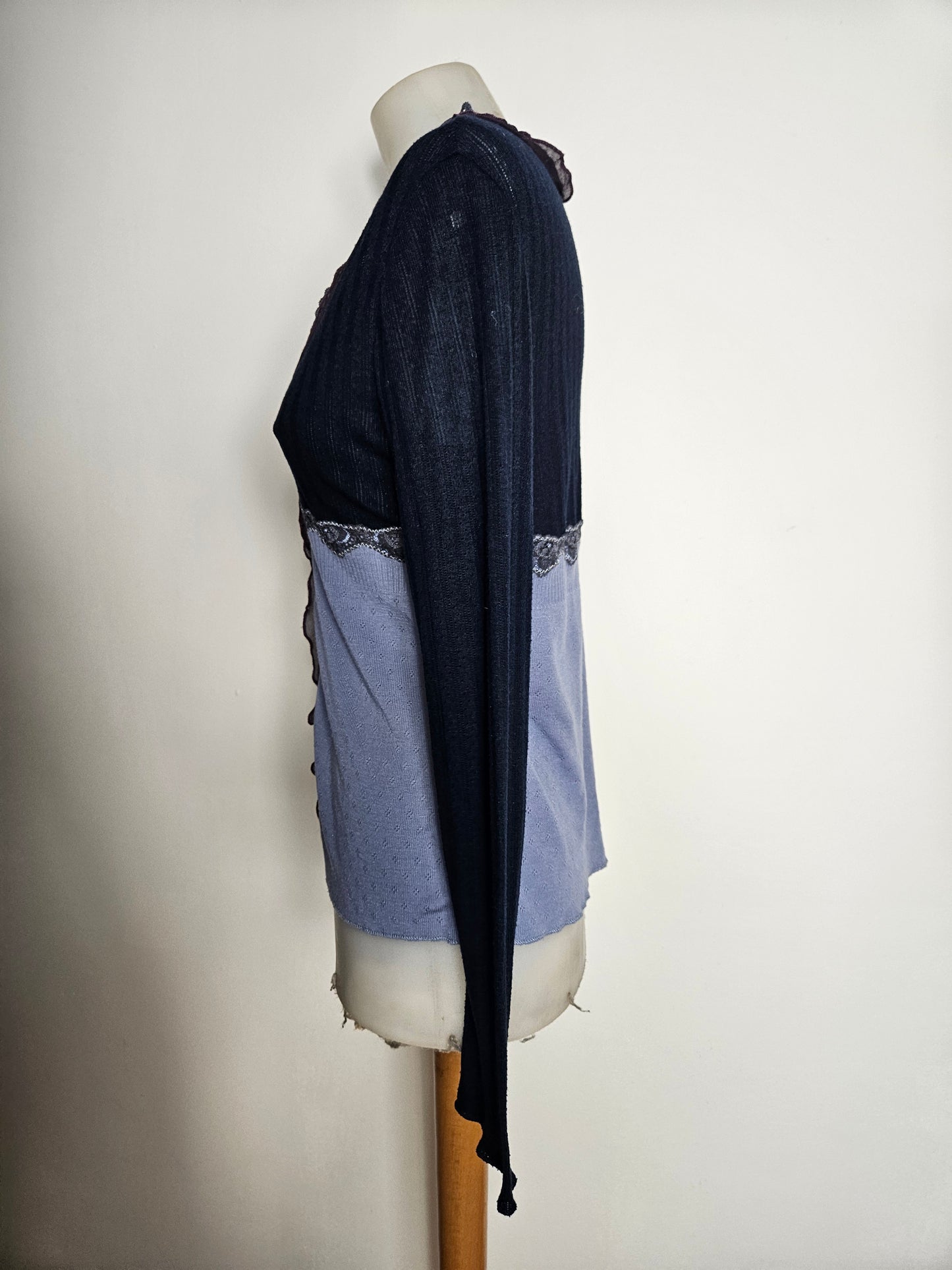 Cardigan bleu maille fine