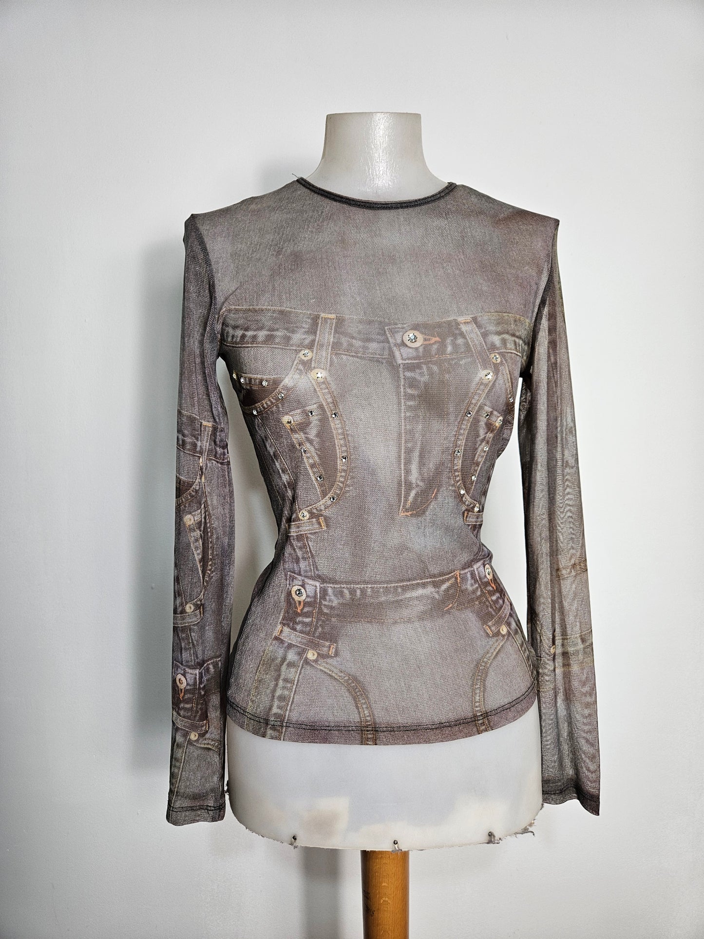 Haut en voile motif denim