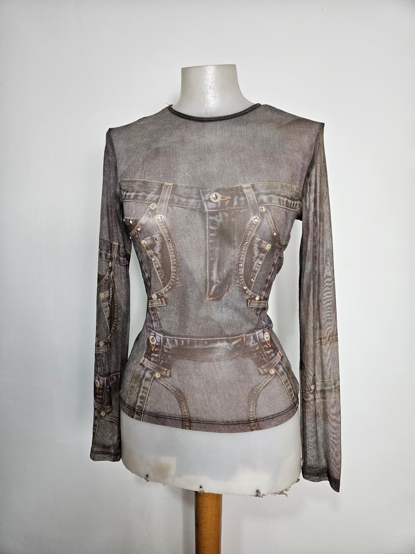 Haut en voile motif denim