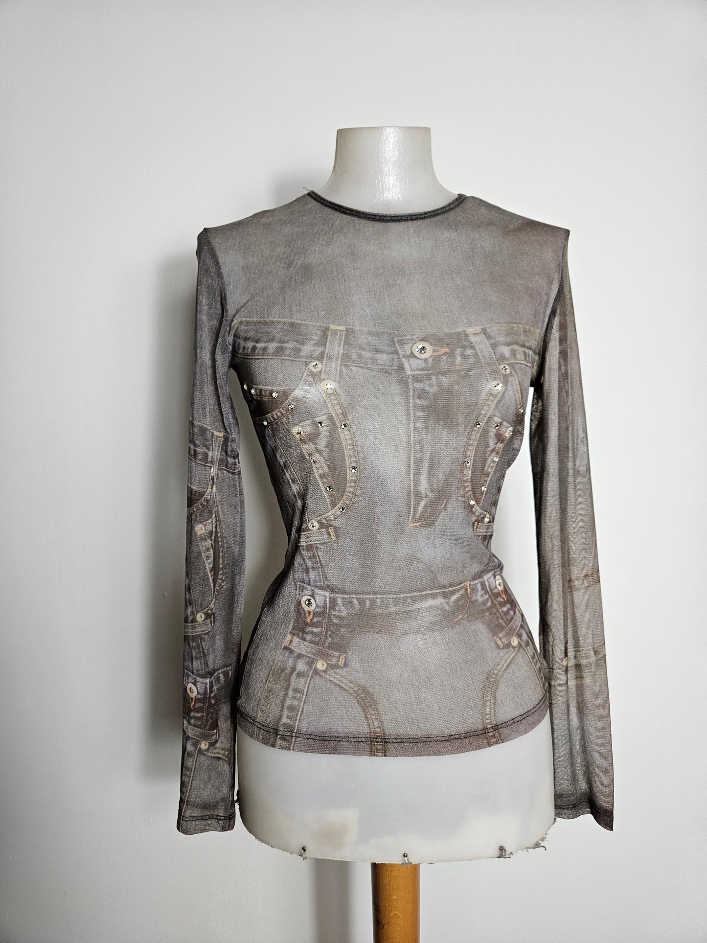 Haut en voile motif denim