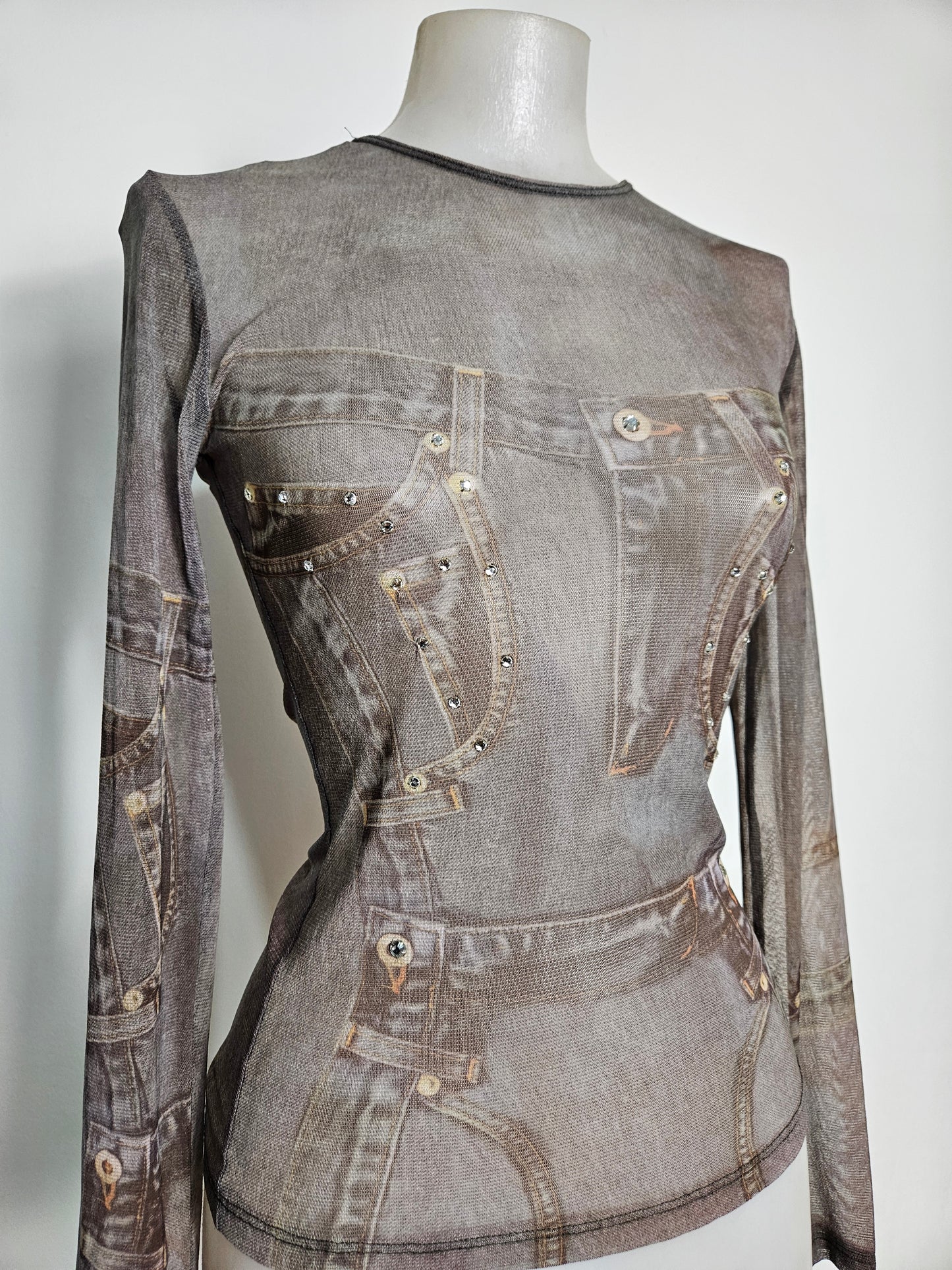 Haut en voile motif denim