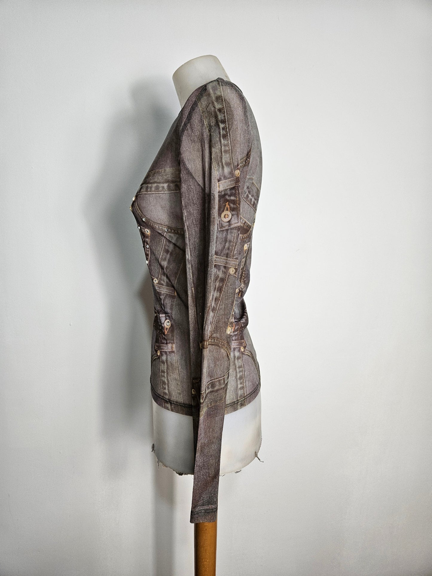 Haut en voile motif denim