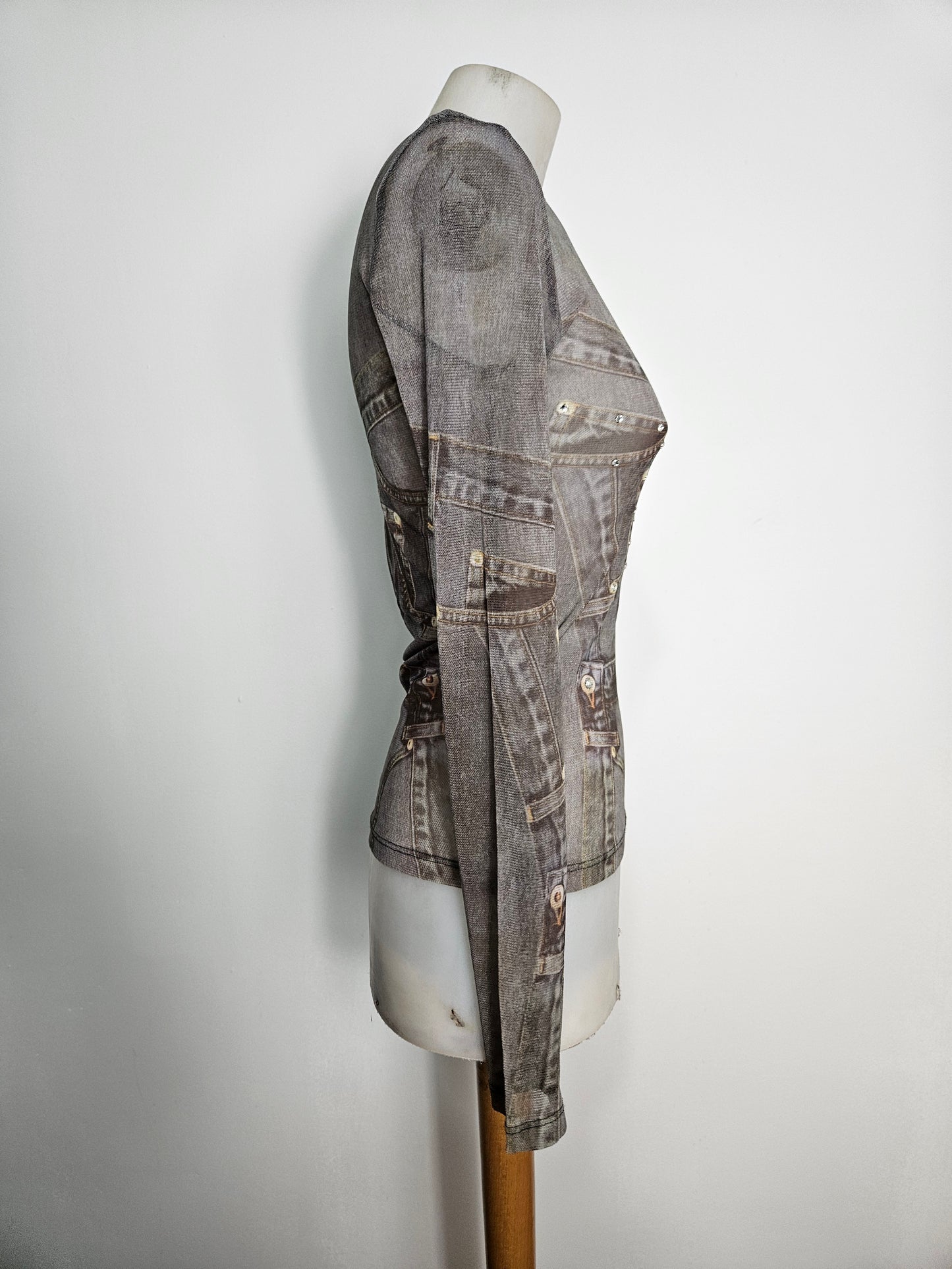 Haut en voile motif denim