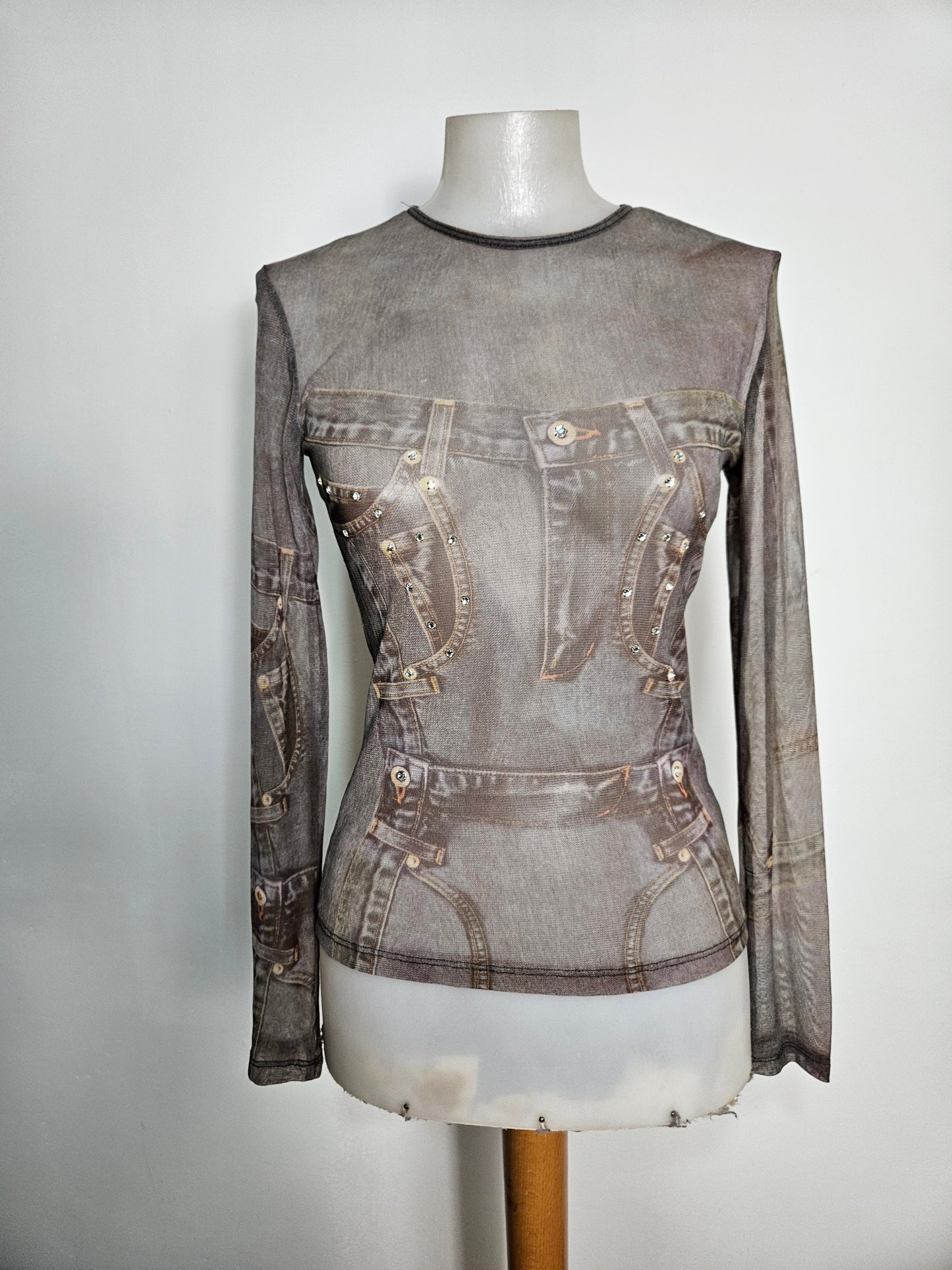 Haut en voile motif denim