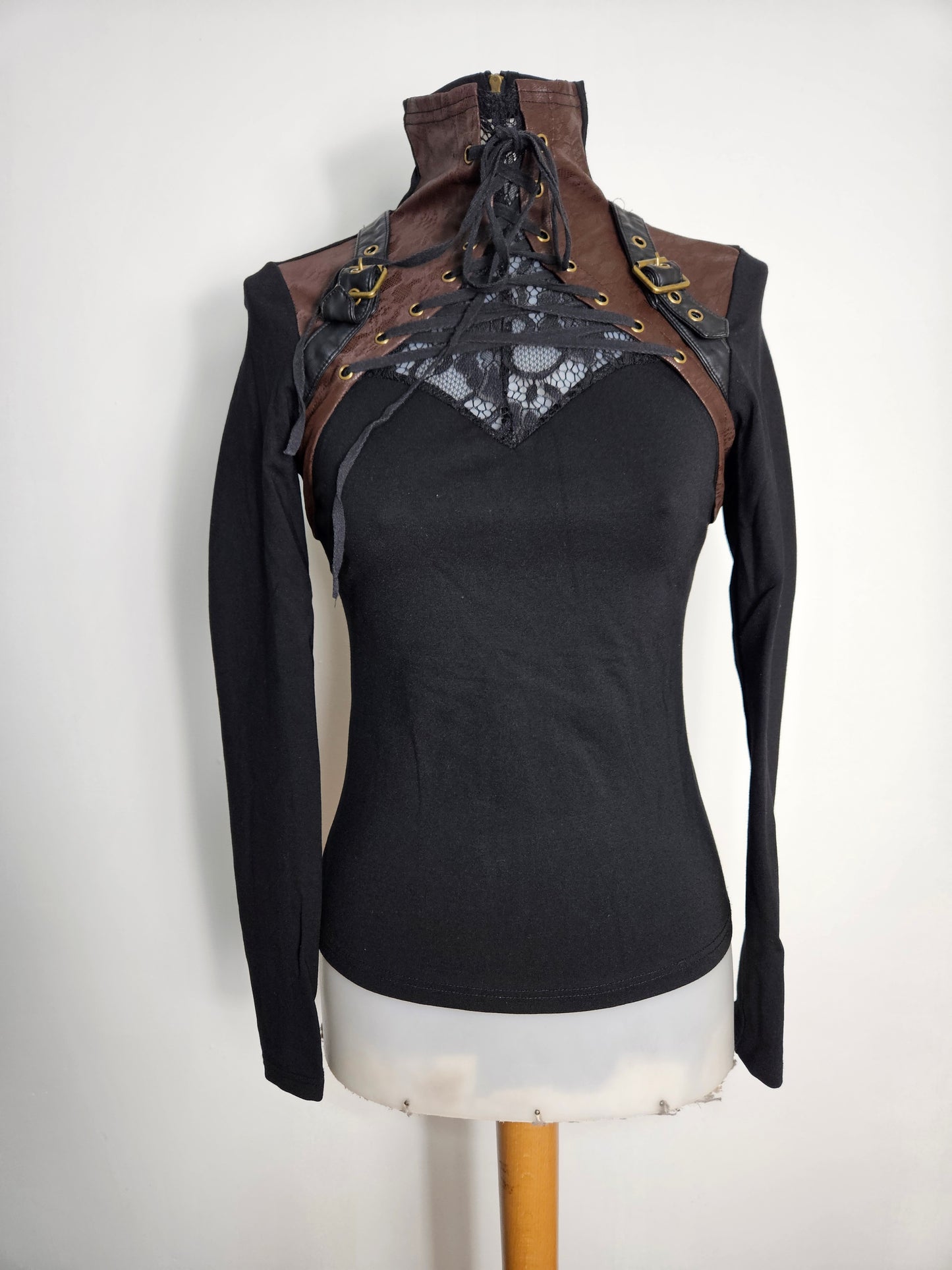 Haut empiècement similicuir Punk Rave